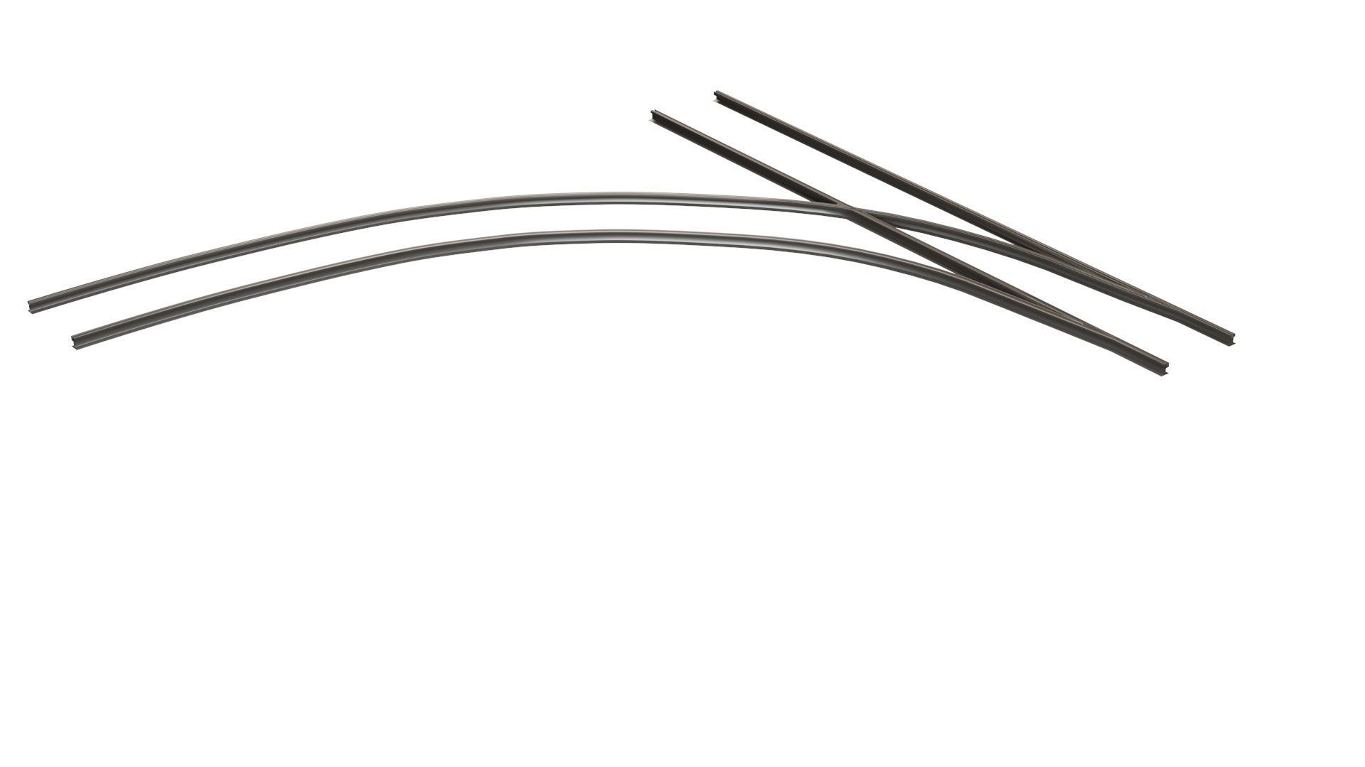 Tram Rails Element - Left Turn 3D model_5