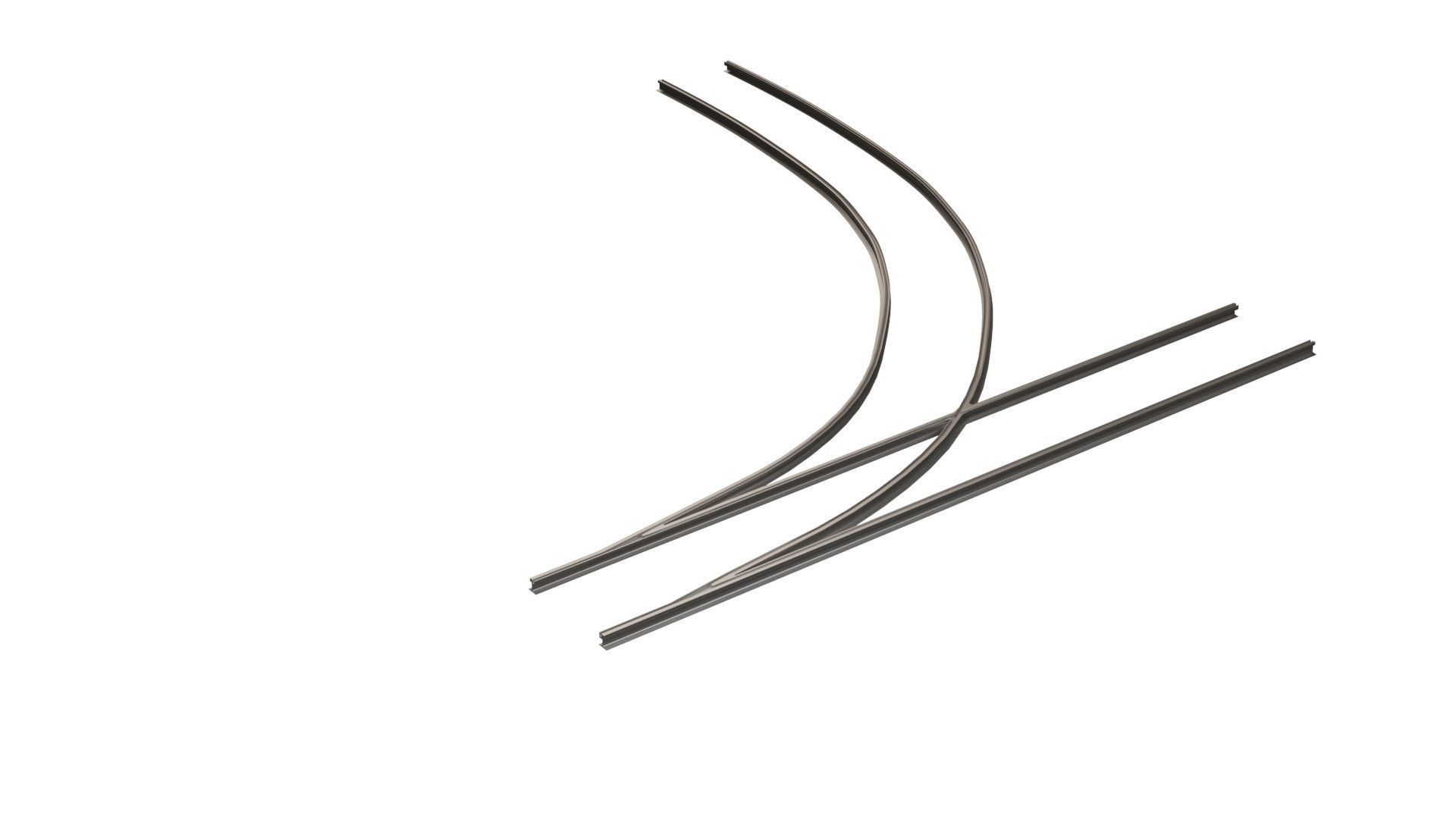 Tram Rails Element - Left Turn 3D model_12