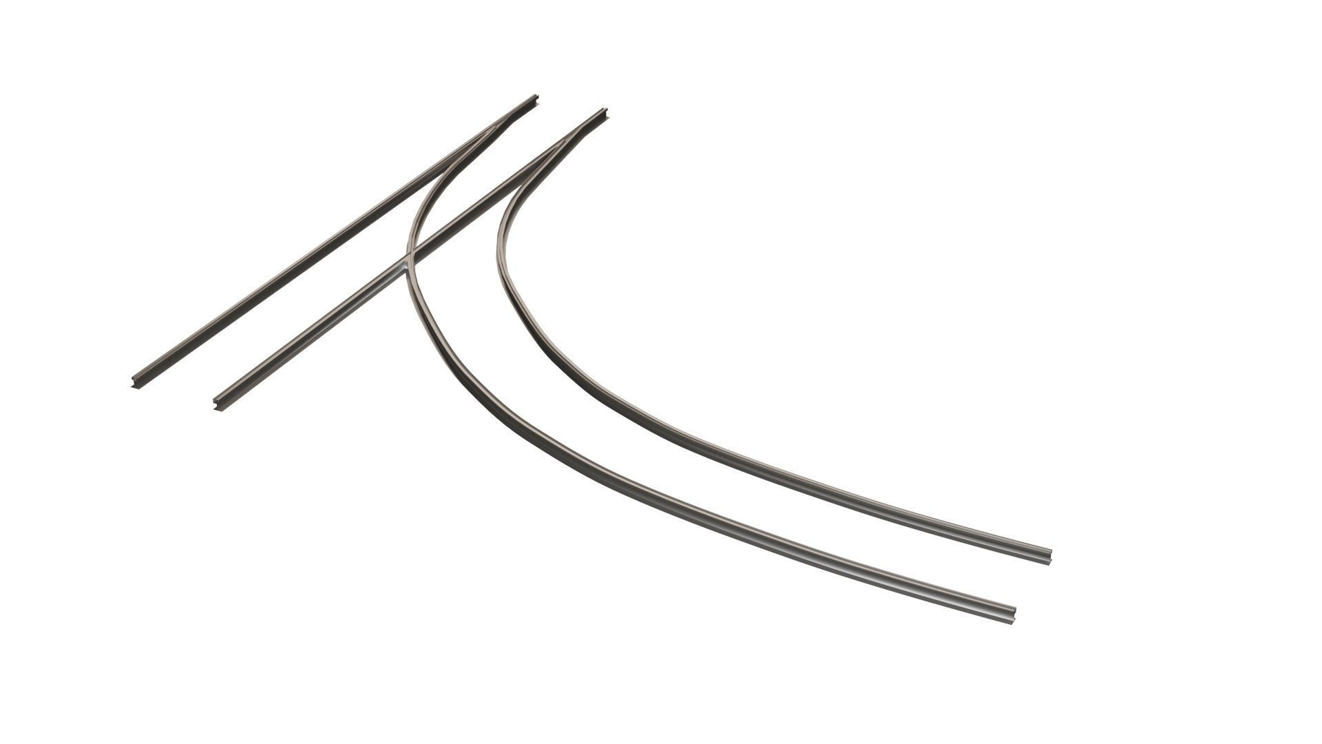 Tram Rails Element - Left Turn 3D model_8