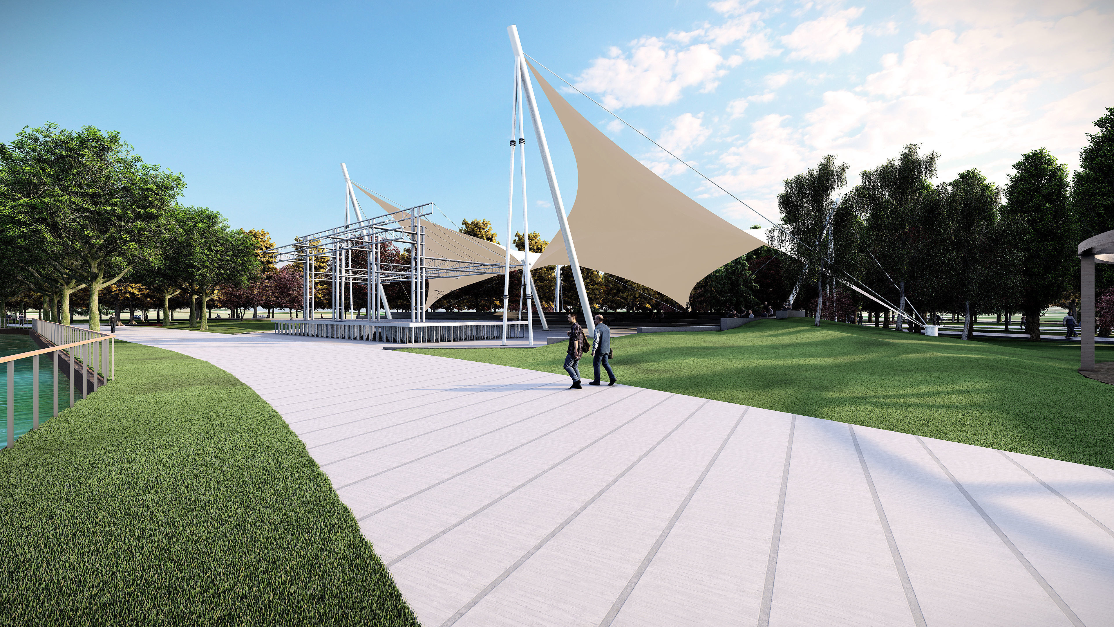 Canopy tent and concert scene 3D model_1
