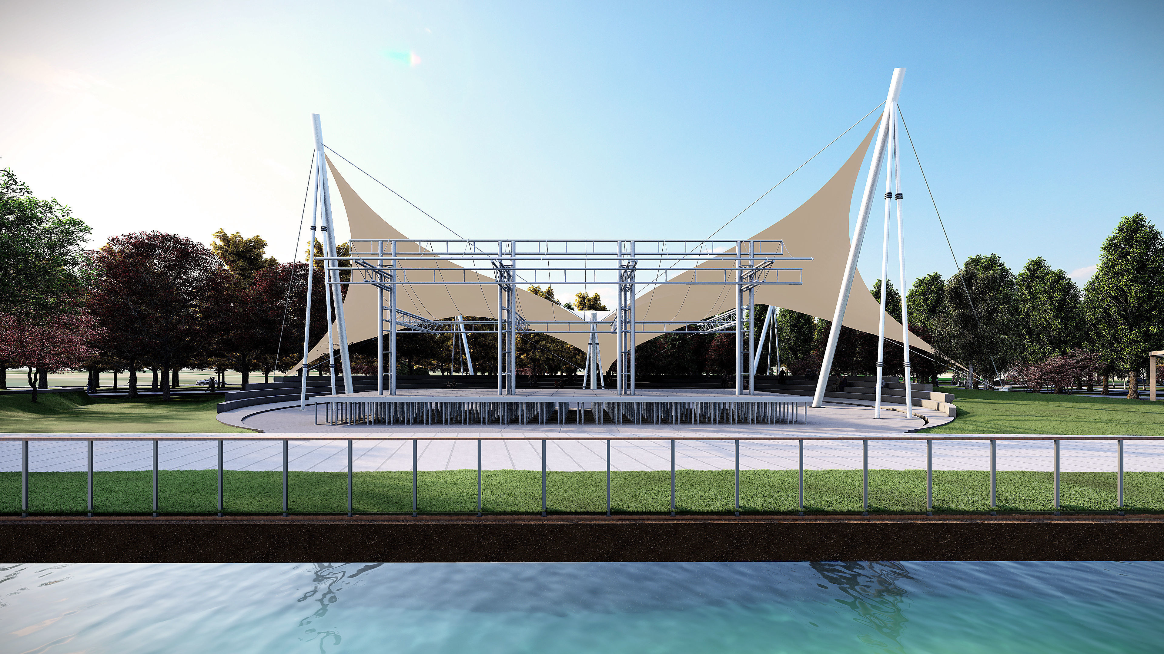 Canopy tent and concert scene 3D model_2