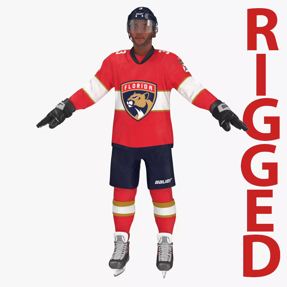 Hockey Player Florida Panthers Rigged 3D model