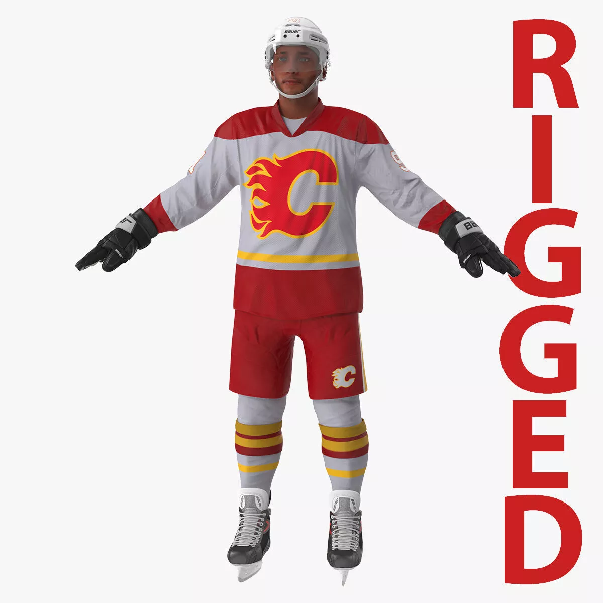 Hockey Player Calgary Flames Rigged 3D model