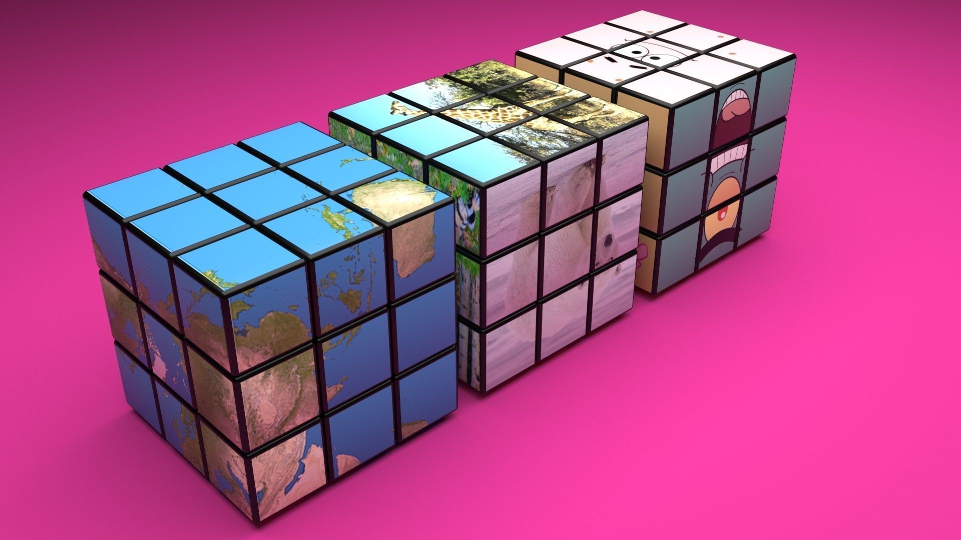 Rubiks Cubes Set With Pictures 3D model_35