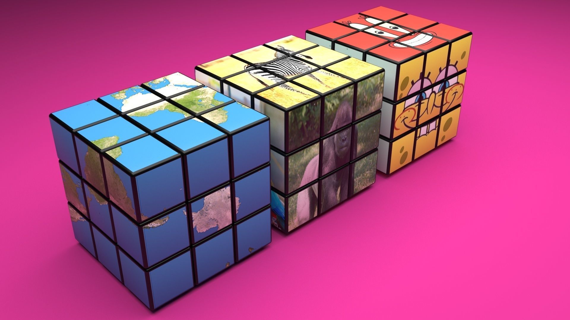 Rubiks Cubes Set With Pictures 3D model_34