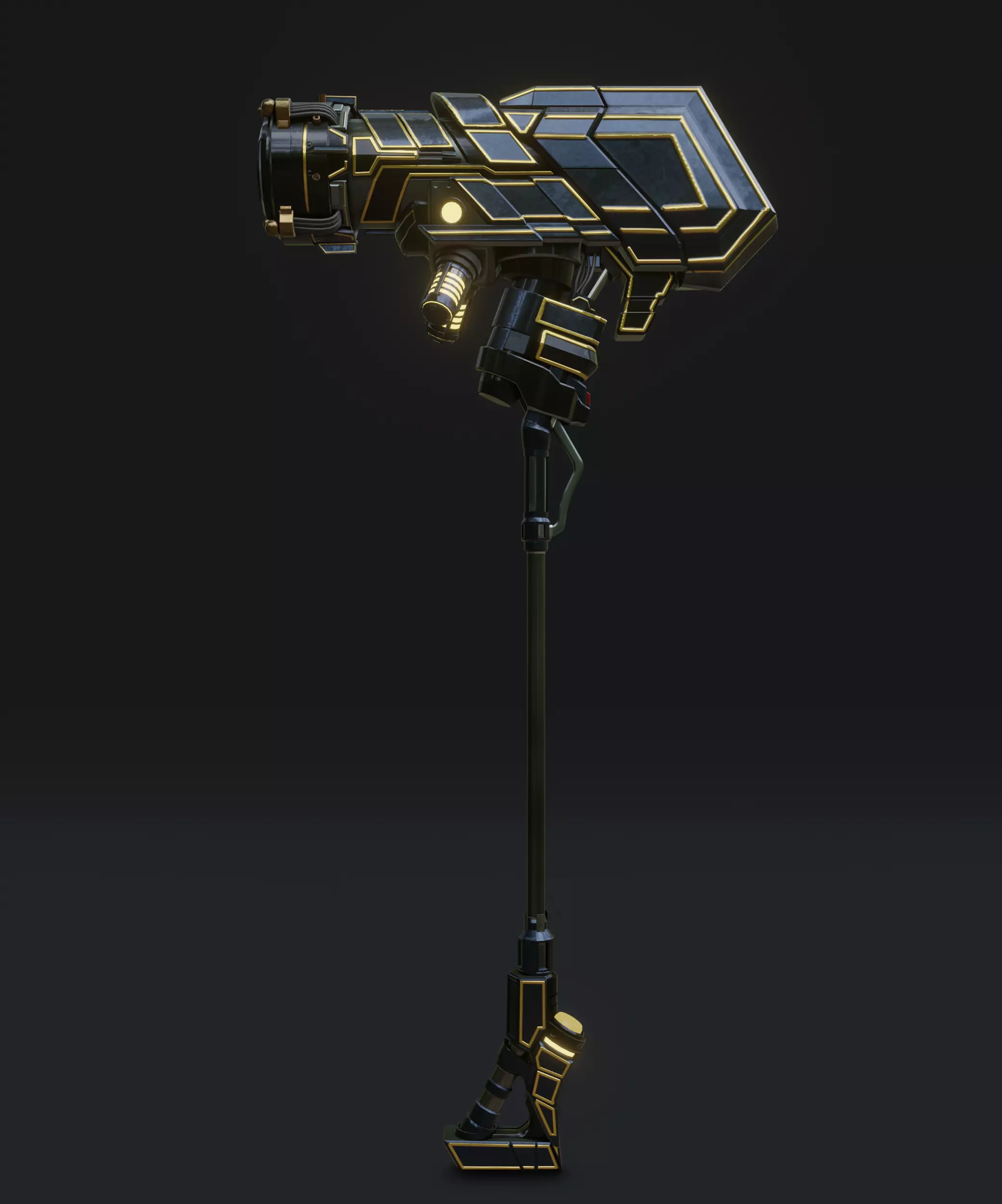 Sci Fi Hammer weapon PBR mid-poly Gameready Low-poly 3D model_0
