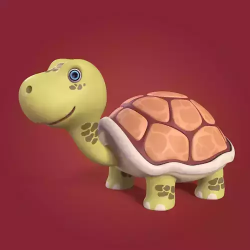 Cartoon Turtle -- Rigged Low-poly 3D model