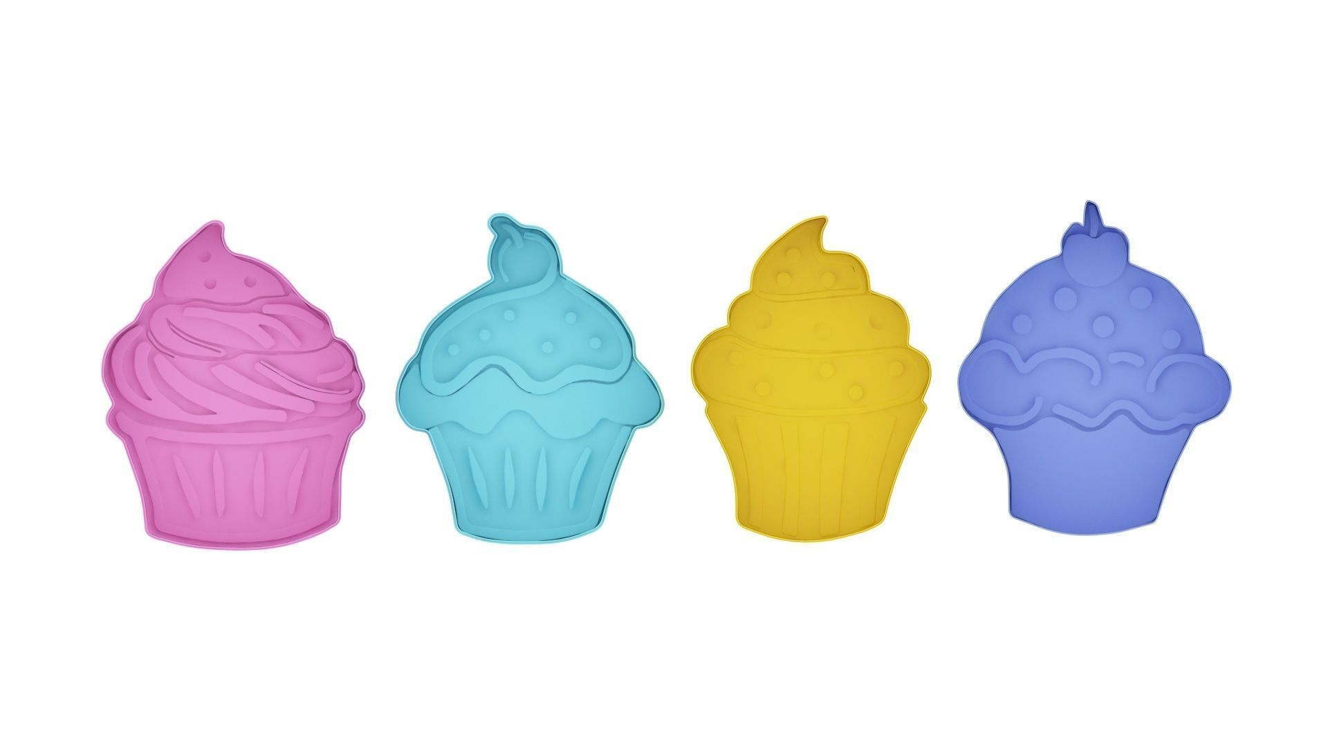 Cupcake Cookie Cutters With Stamp Cake 3D print model_4