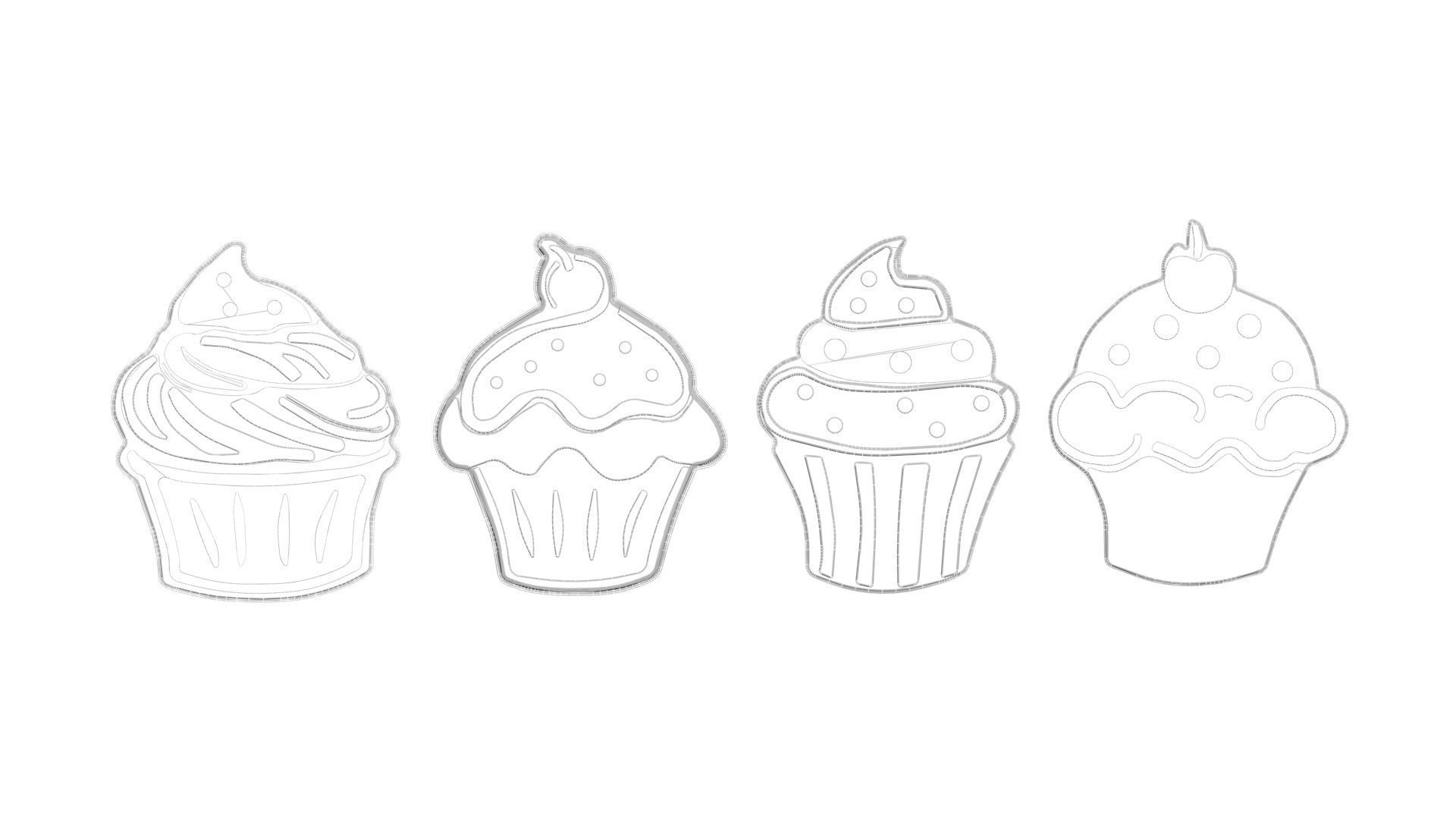 Cupcake Cookie Cutters With Stamp Cake 3D print model_10