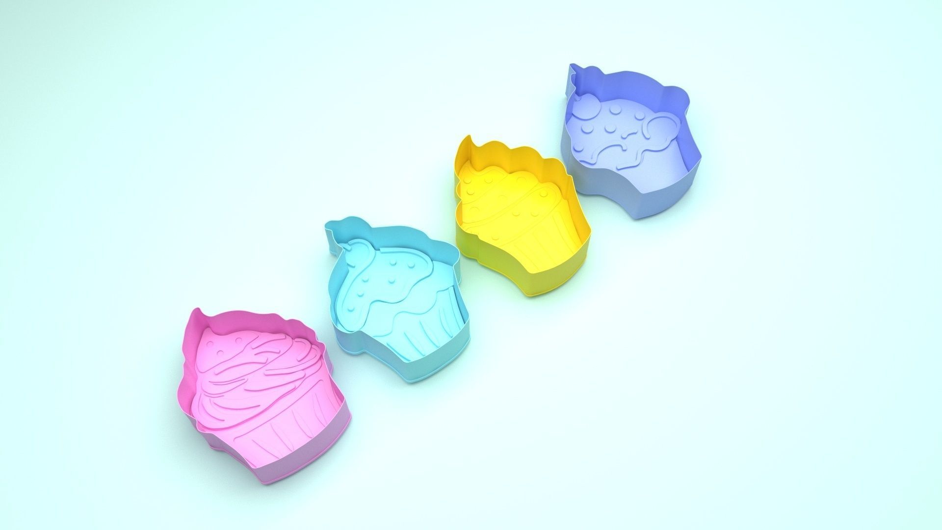 Cupcake Cookie Cutters With Stamp Cake 3D print model_13