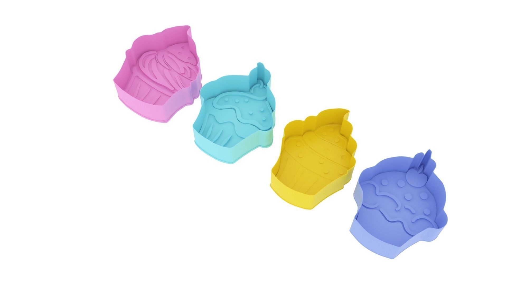 Cupcake Cookie Cutters With Stamp Cake 3D print model_1