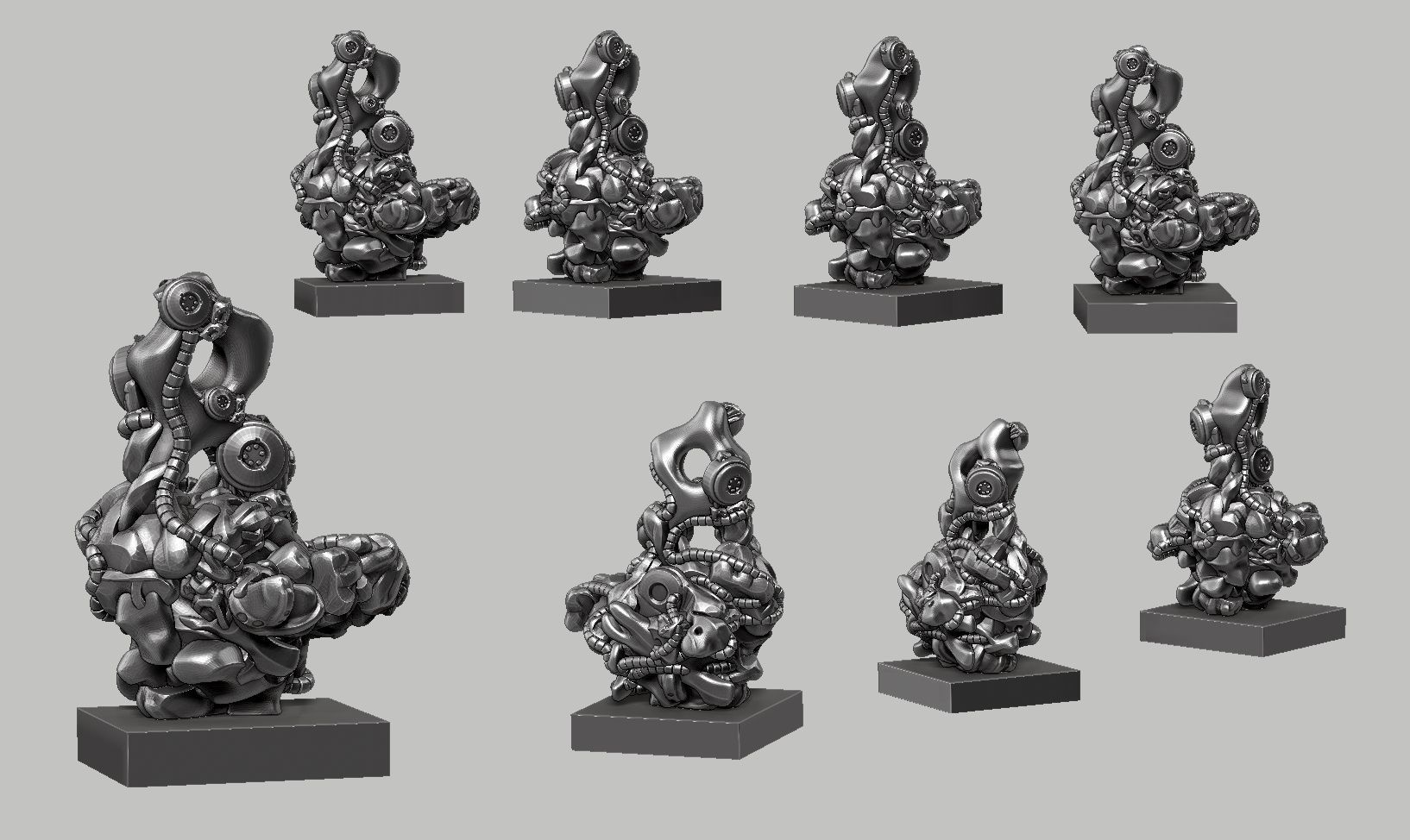 modern abstract robotic sculpture 153 3D print model_12