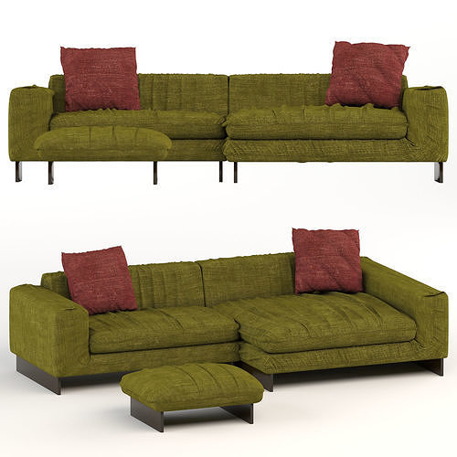 Sectional Sofa with Pillows 3D model