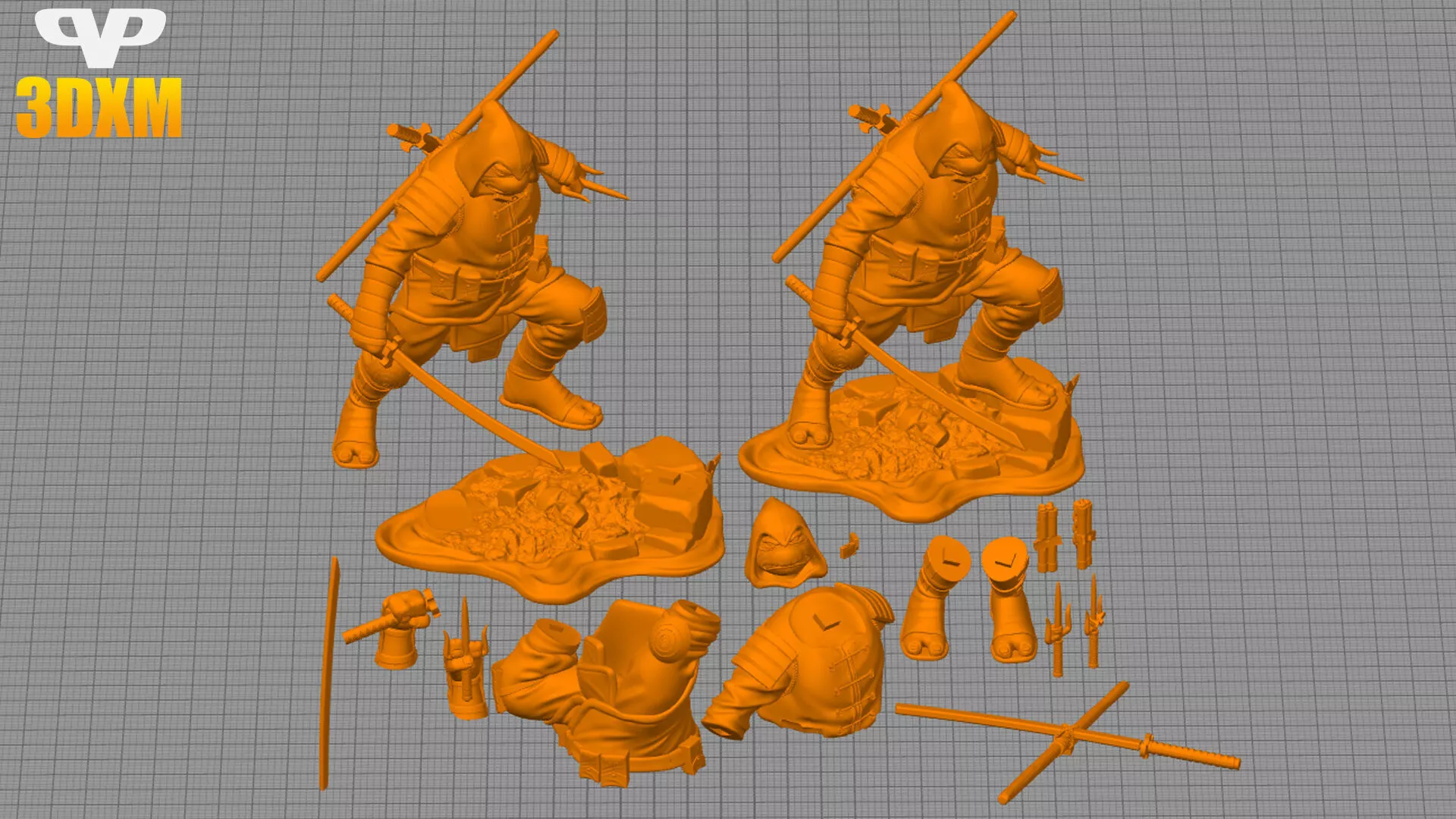Last Ronin Michelangelo STL for 3D Printing ChibiSTL 3DXM 3D print model