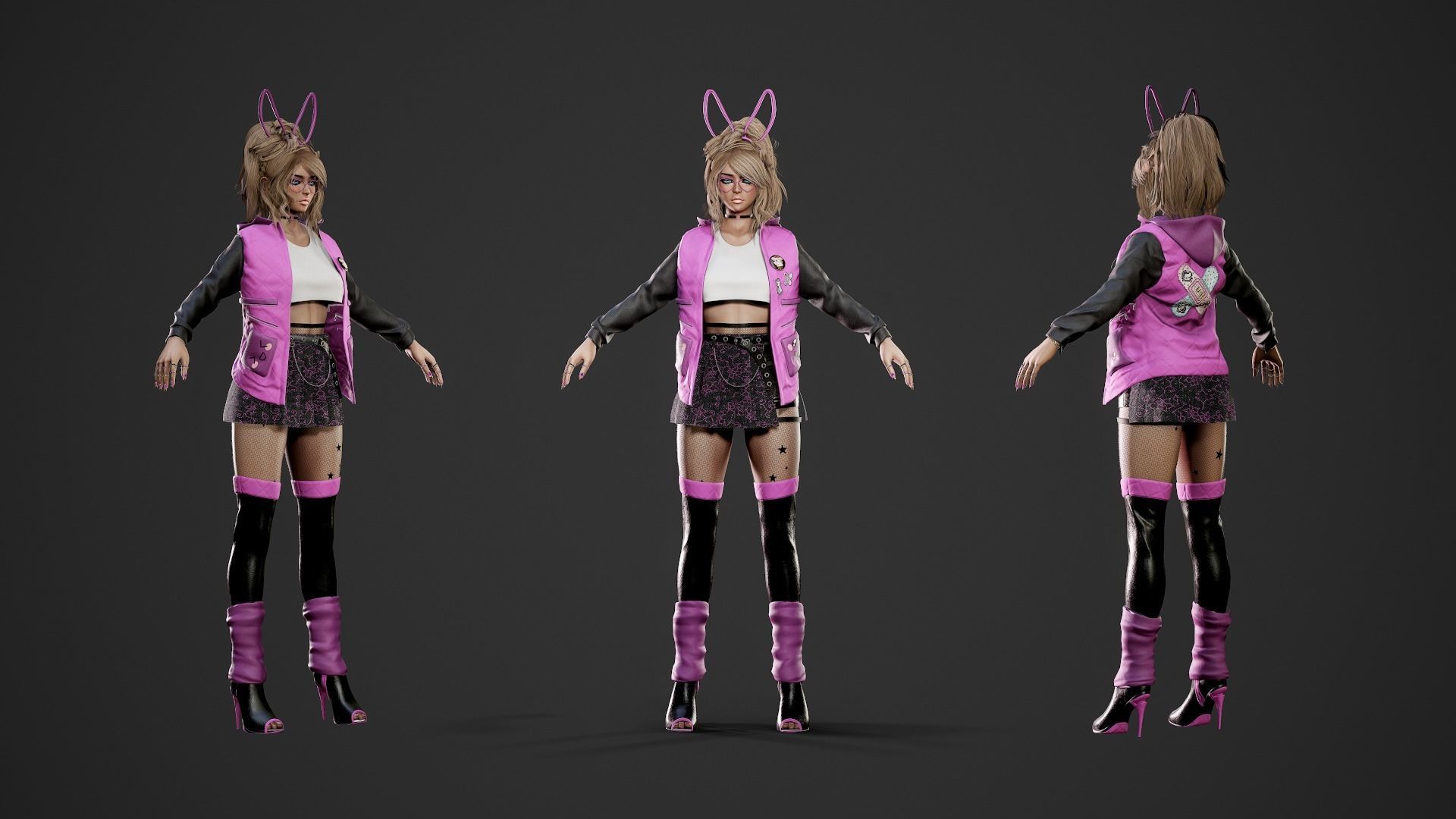 Bunny Gyaru Low-poly 3D model_3