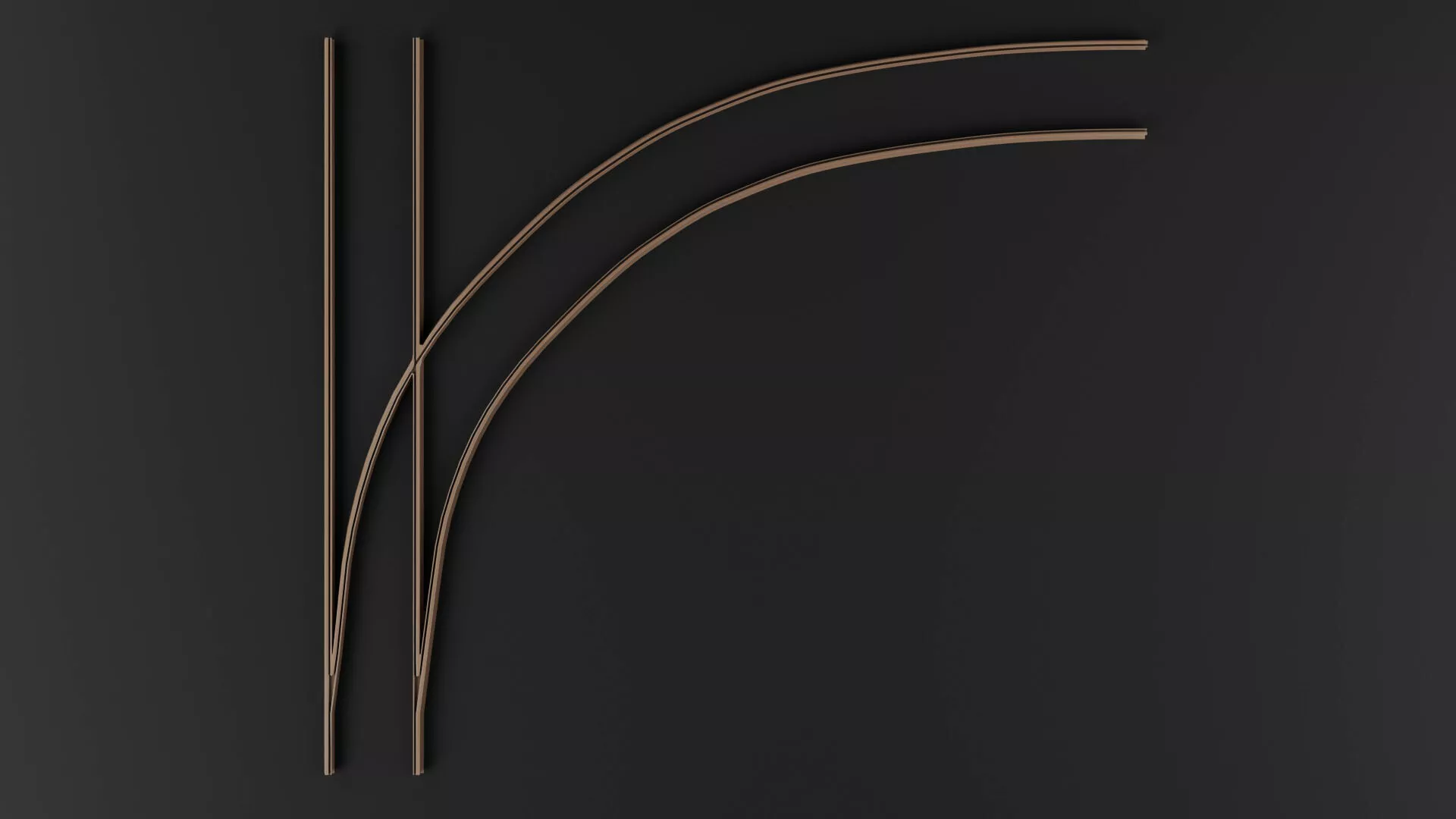 Tram Rails Element - Right Turn 3D model