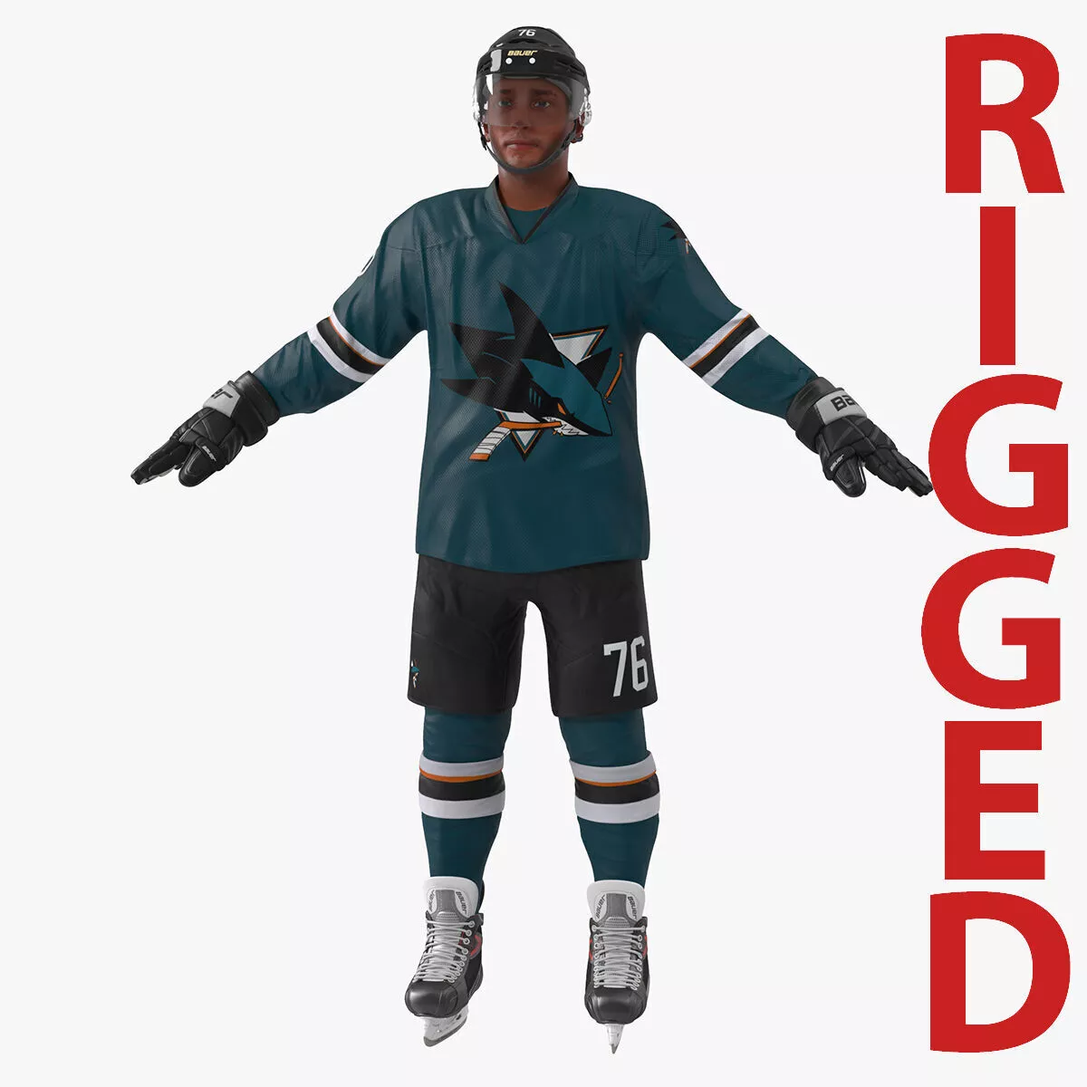 Hockey Player San Jose Sharks Rigged 3D model