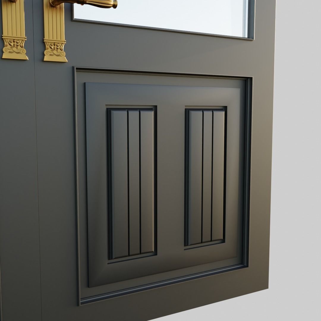 Premium wooden door 3D model_3