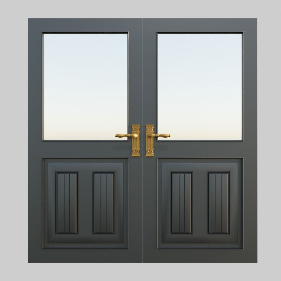 Premium wooden door 3D model_1