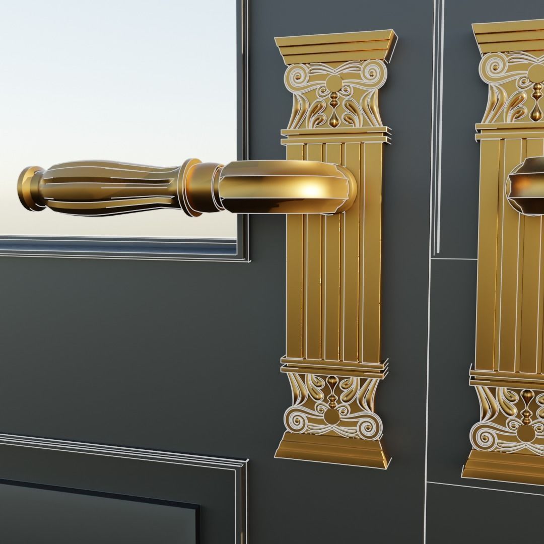 Premium wooden door 3D model_4