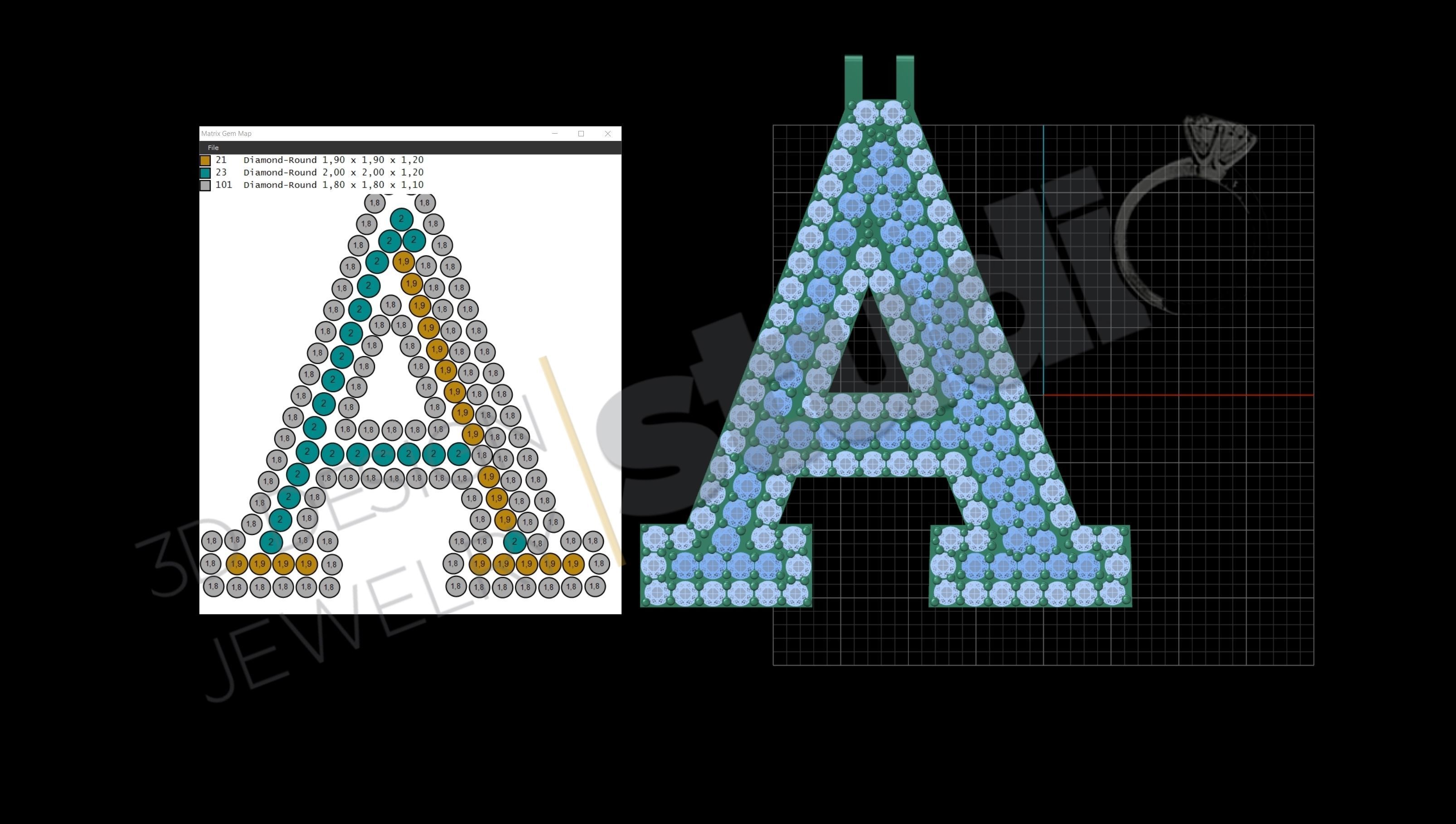 double level Iced Out A letter 3d model 3D print model_6