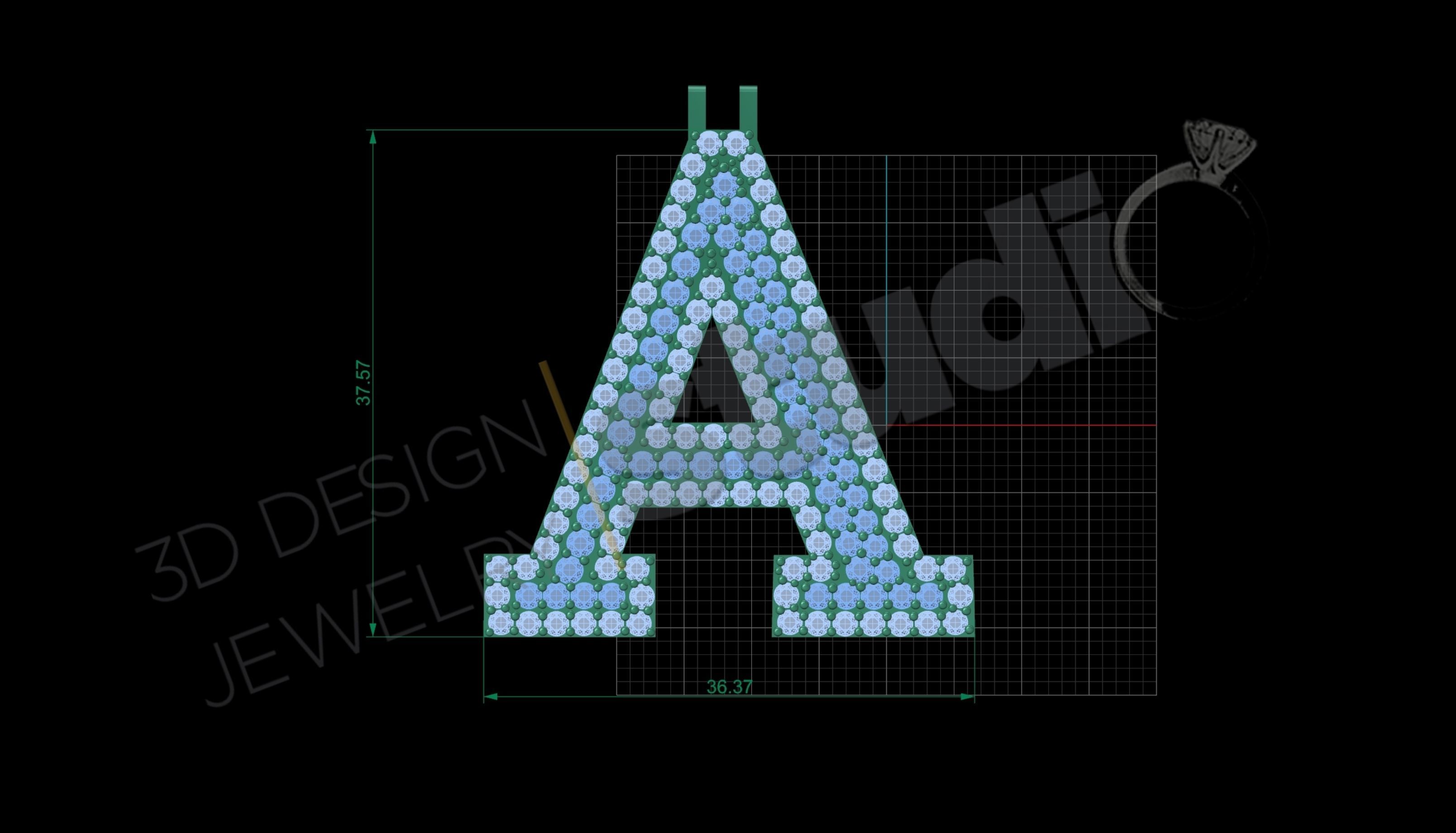 double level Iced Out A letter 3d model 3D print model_4