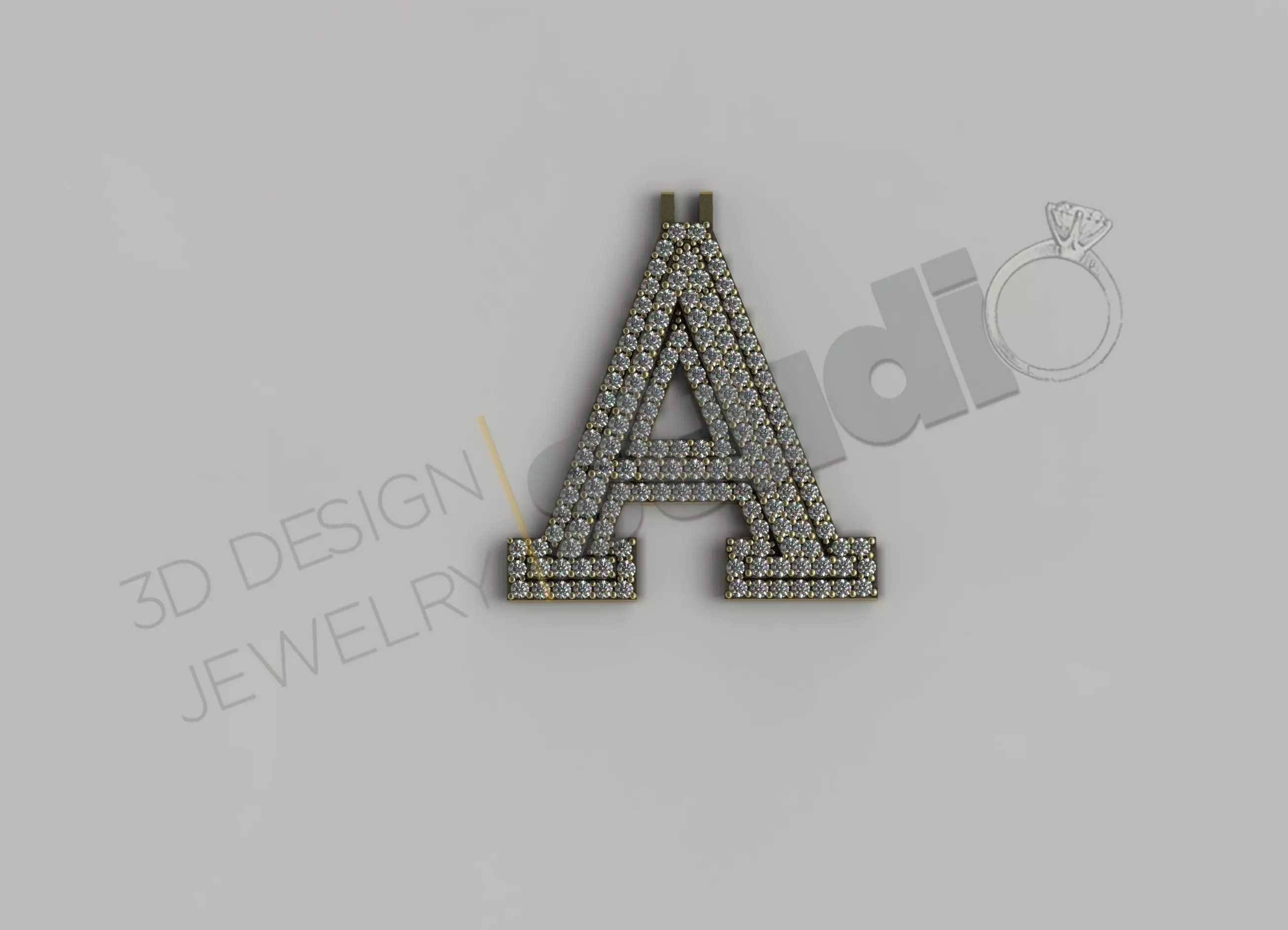 double level Iced Out A letter 3d model 3D print model_0