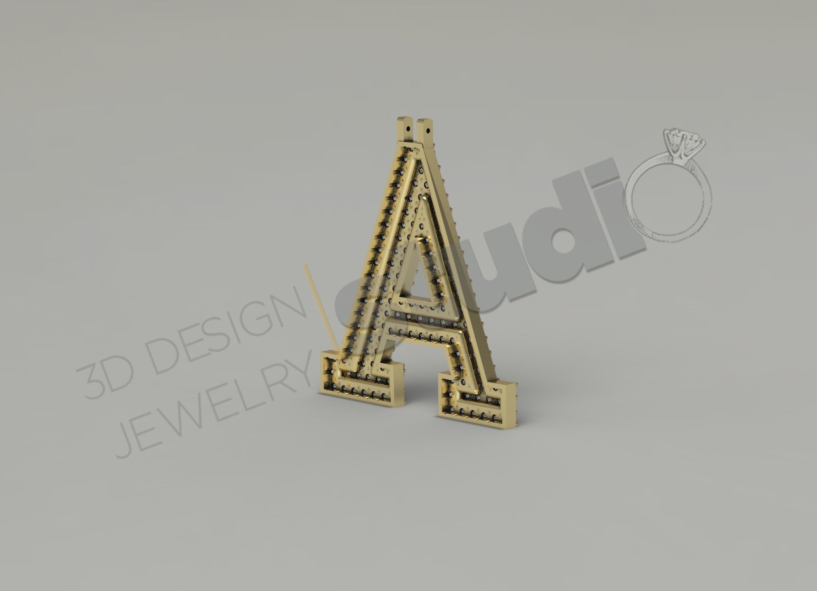 double level Iced Out A letter 3d model 3D print model_3