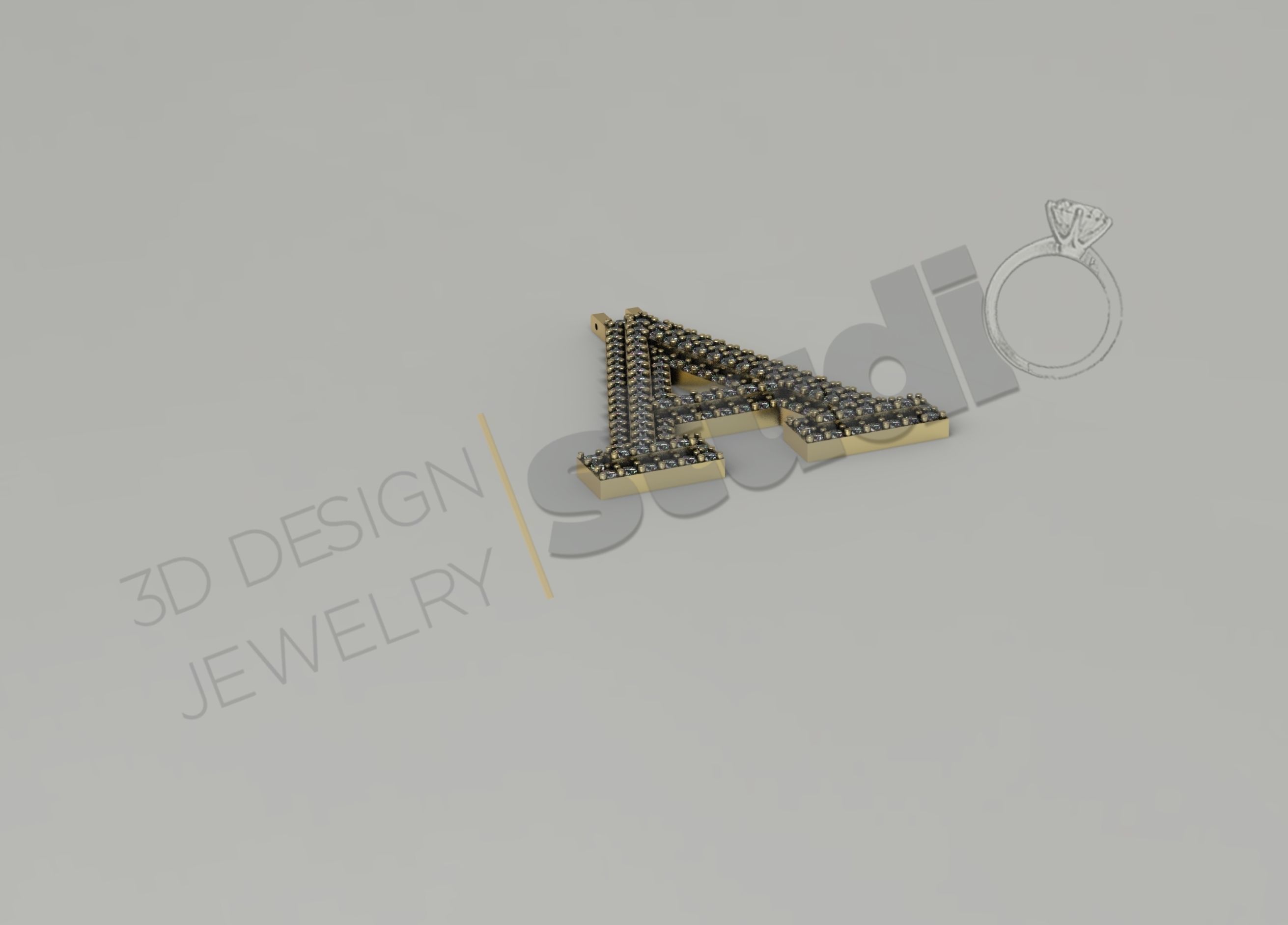 double level Iced Out A letter 3d model 3D print model_1