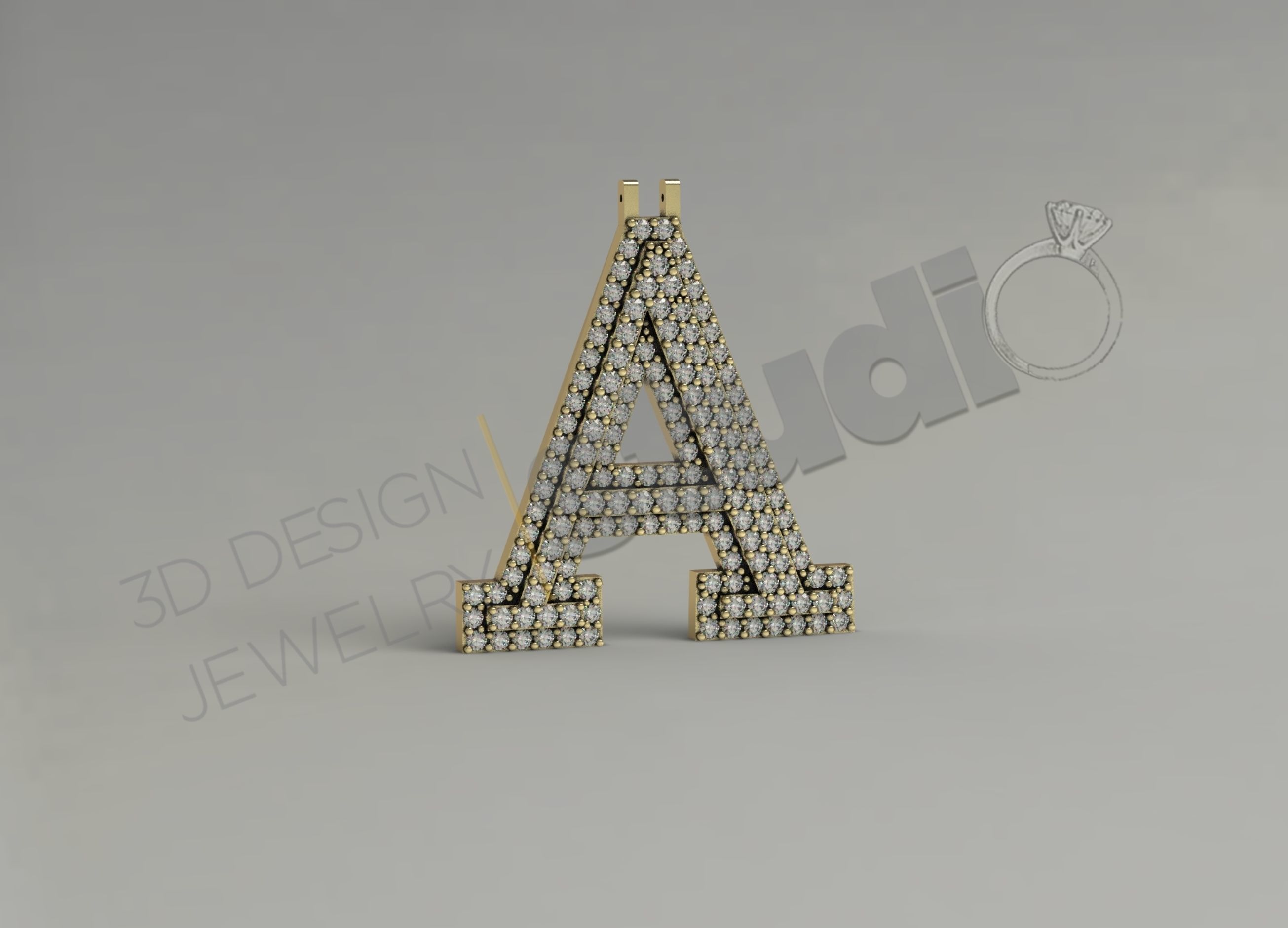 double level Iced Out A letter 3d model 3D print model_2