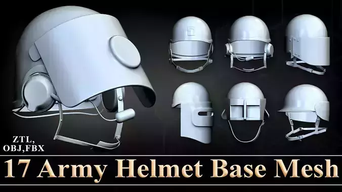 17 Army Helmet Base Mesh  Low-poly 3D model