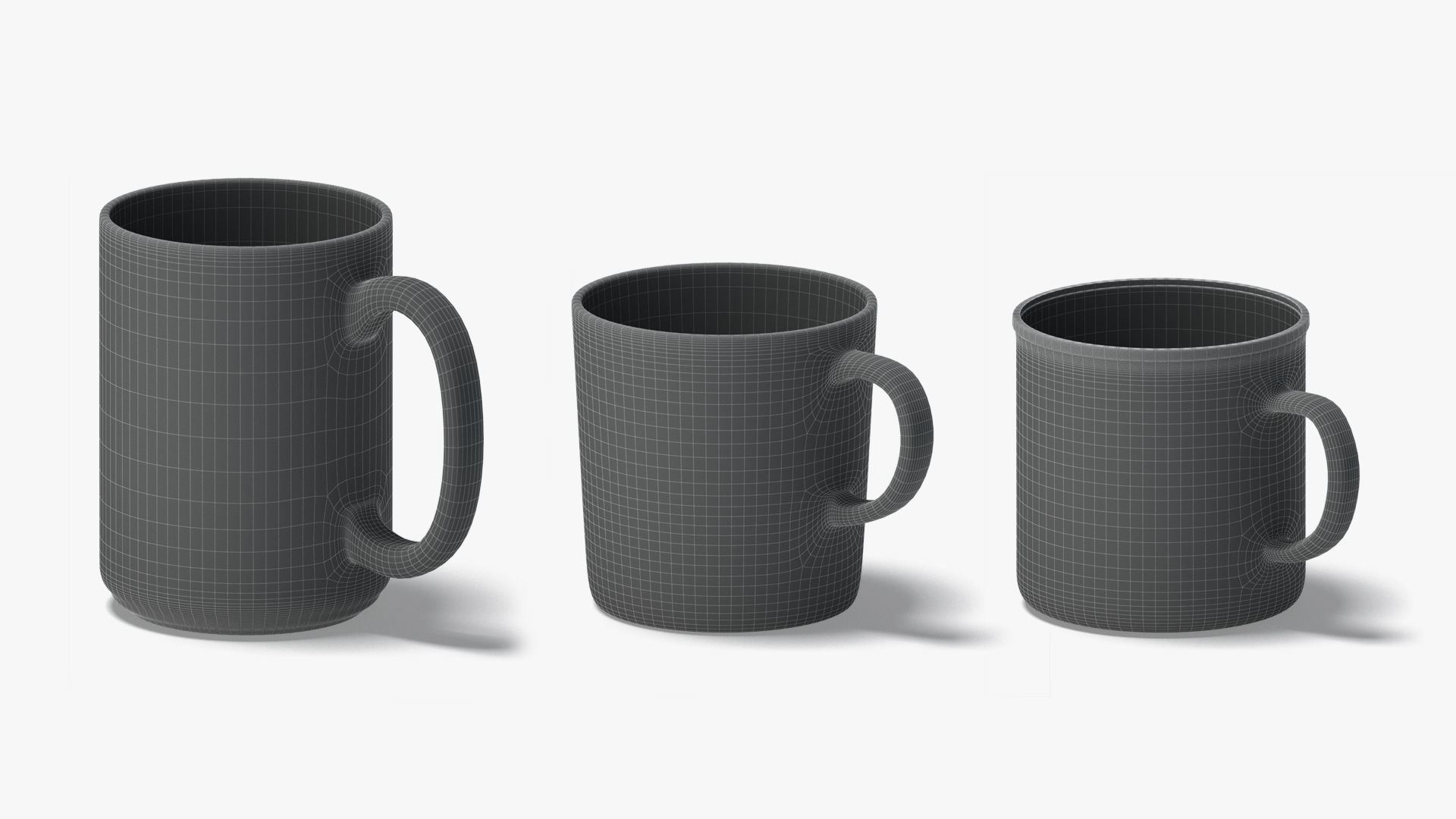 9 Glass Mug Shapes - transparent mugs various forms and sizes Low-poly 3D model_8