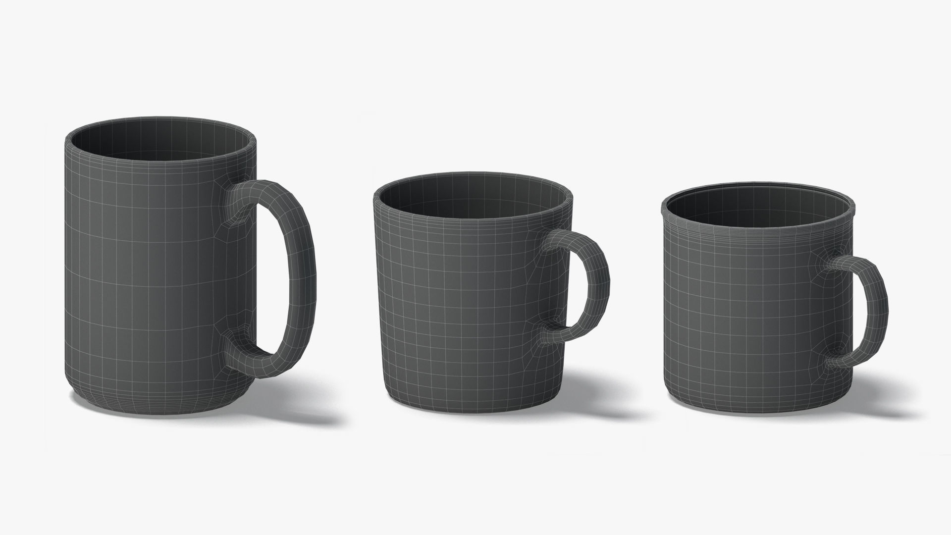 9 Glass Mug Shapes - transparent mugs various forms and sizes Low-poly 3D model_7