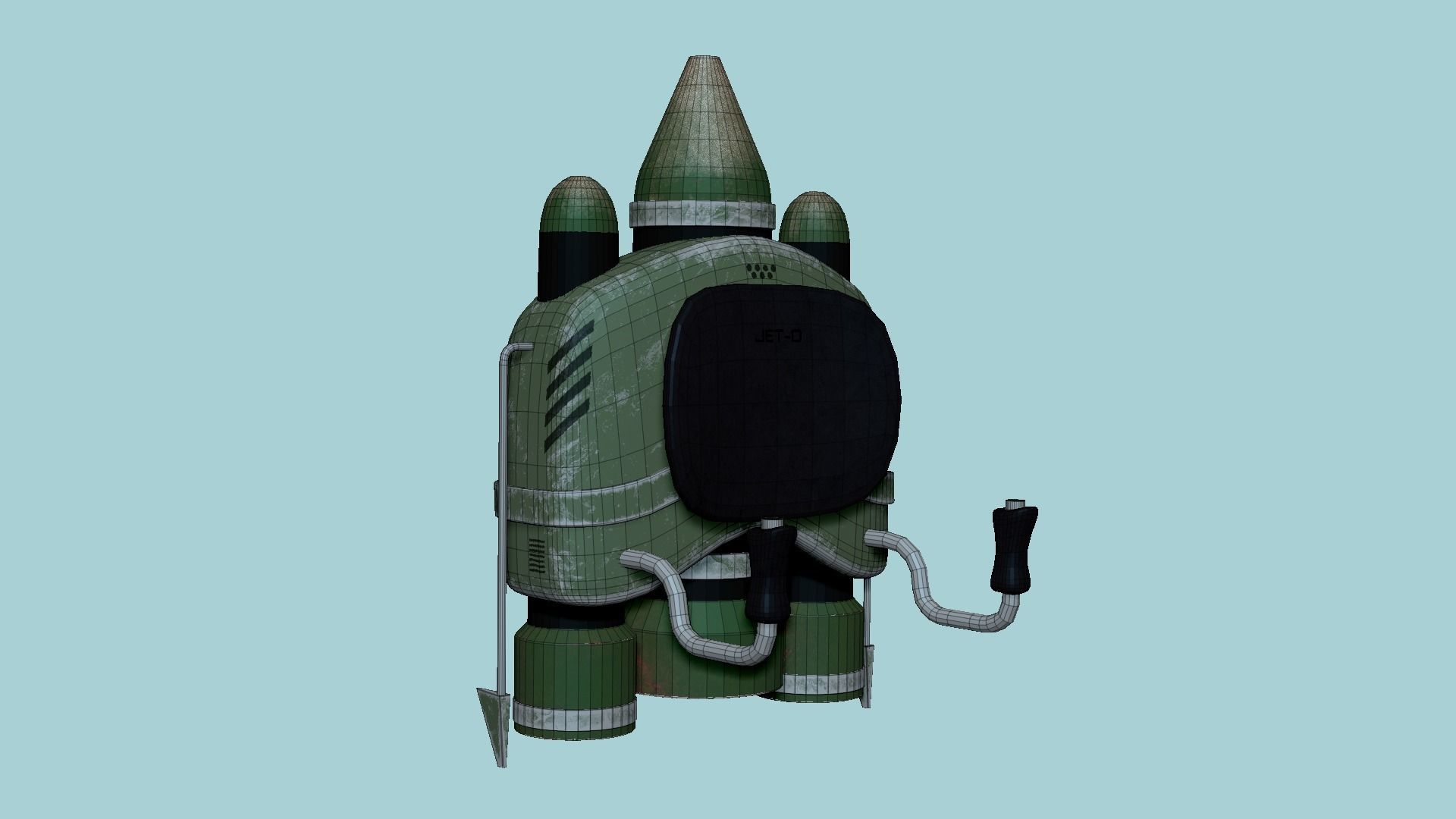Jetpack D09 Green Metal - SciFi Character Design Low-poly 3D model_6