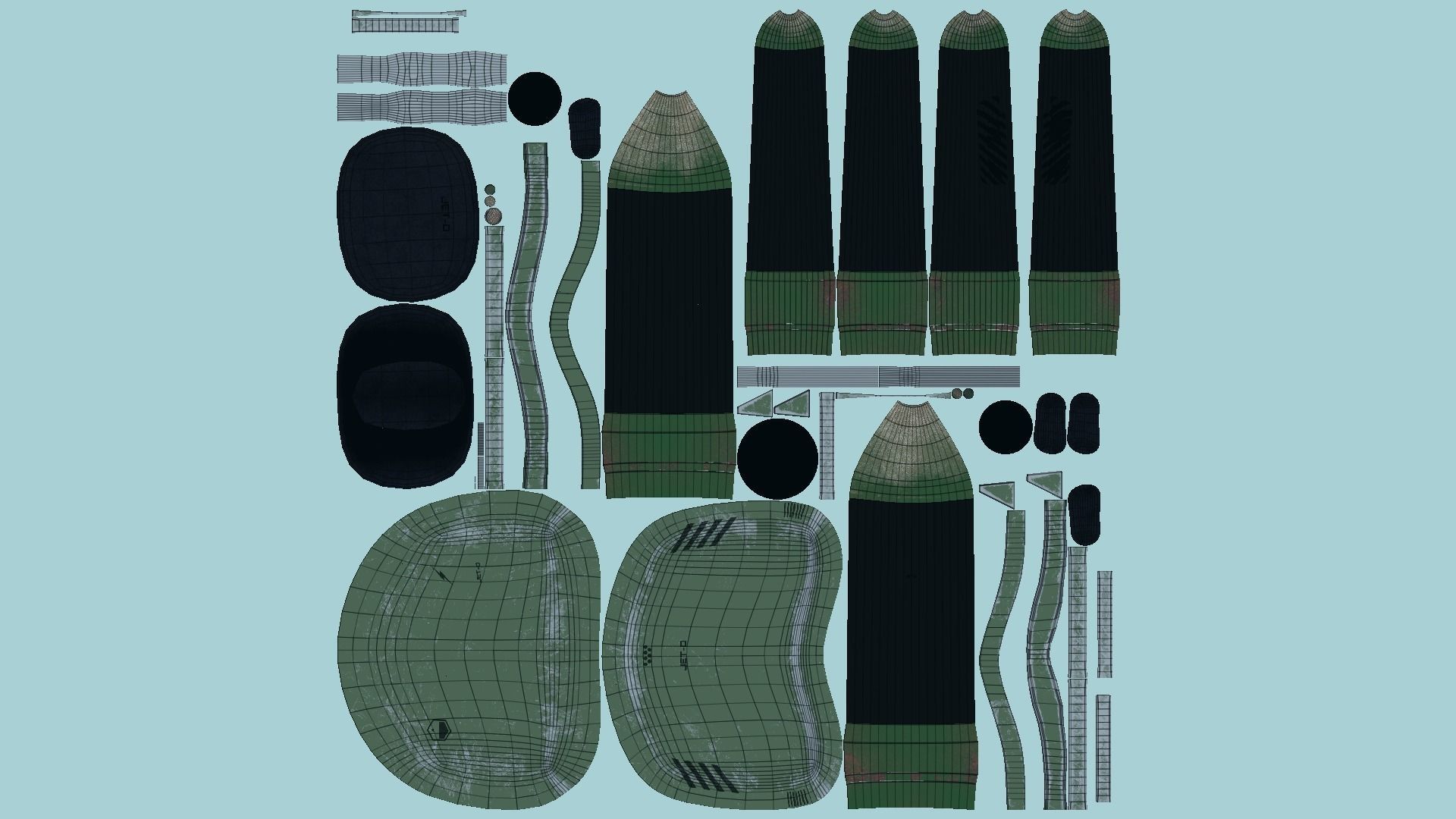 Jetpack D09 Green Metal - SciFi Character Design Low-poly 3D model_5