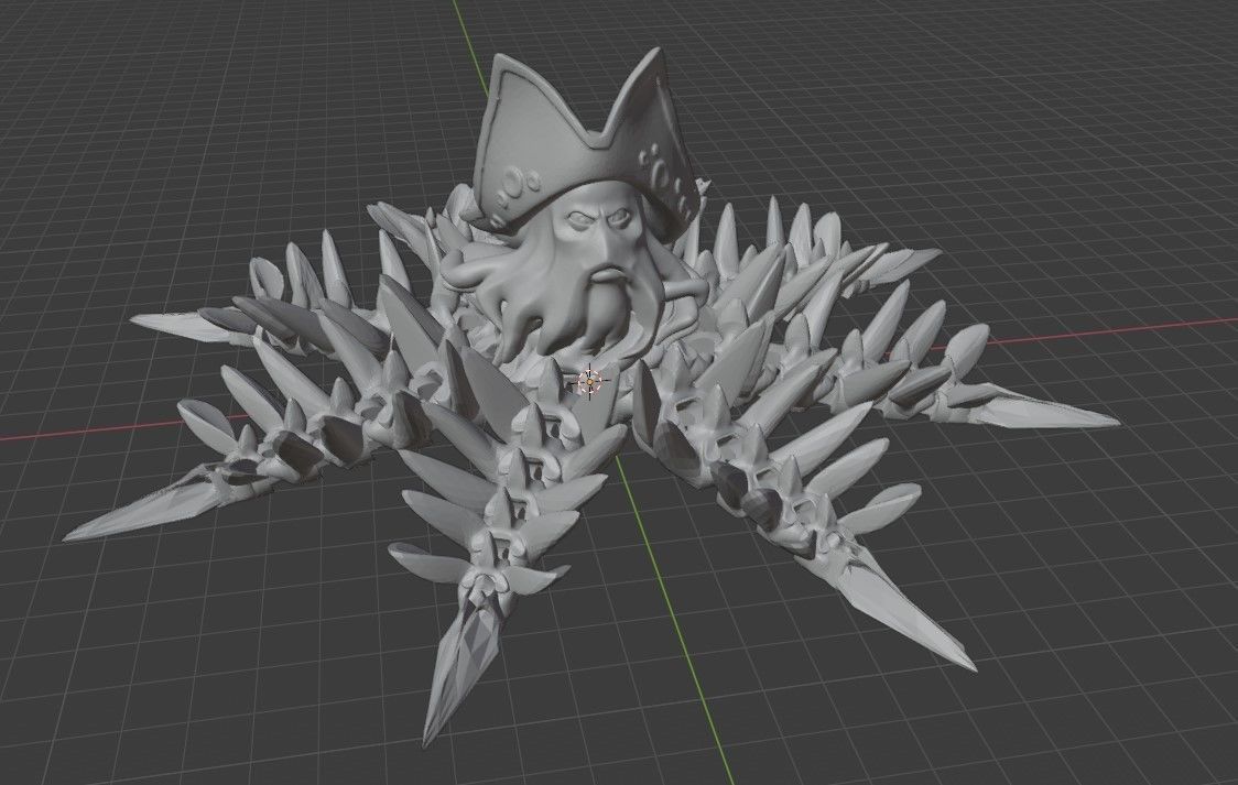 ARTICULATED OCTOPUS DAVY JONES PIRATE FLEXI WIGGLE PET 3D print model_3