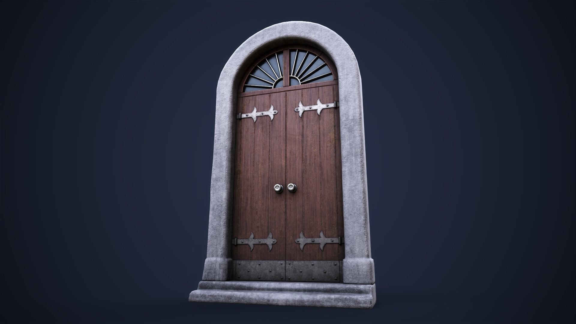 Old big front door Low-poly 3D model_7