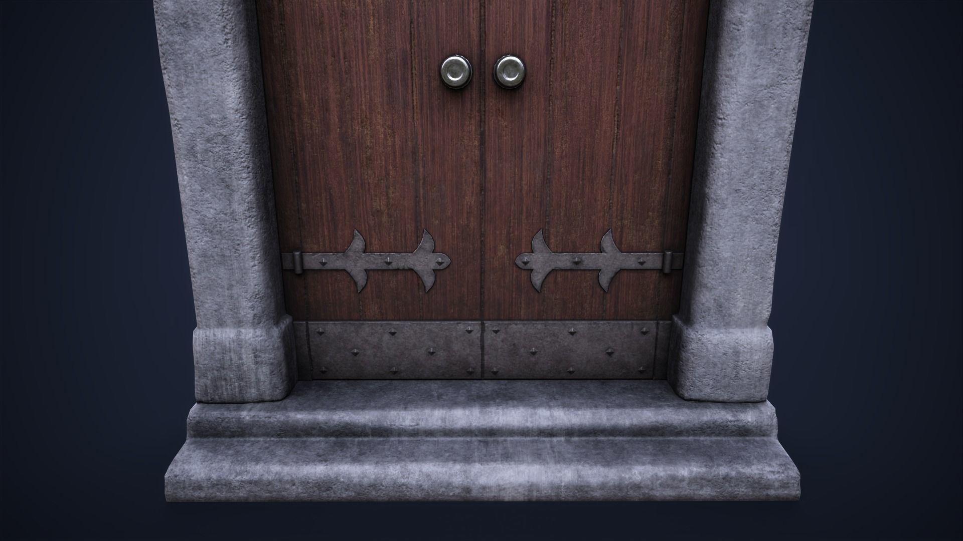 Old big front door Low-poly 3D model_3