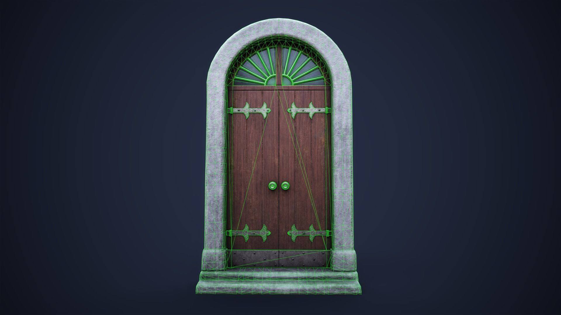 Old big front door Low-poly 3D model_8