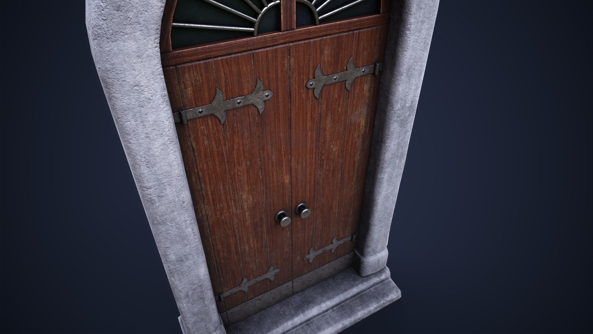 Old big front door Low-poly 3D model_6