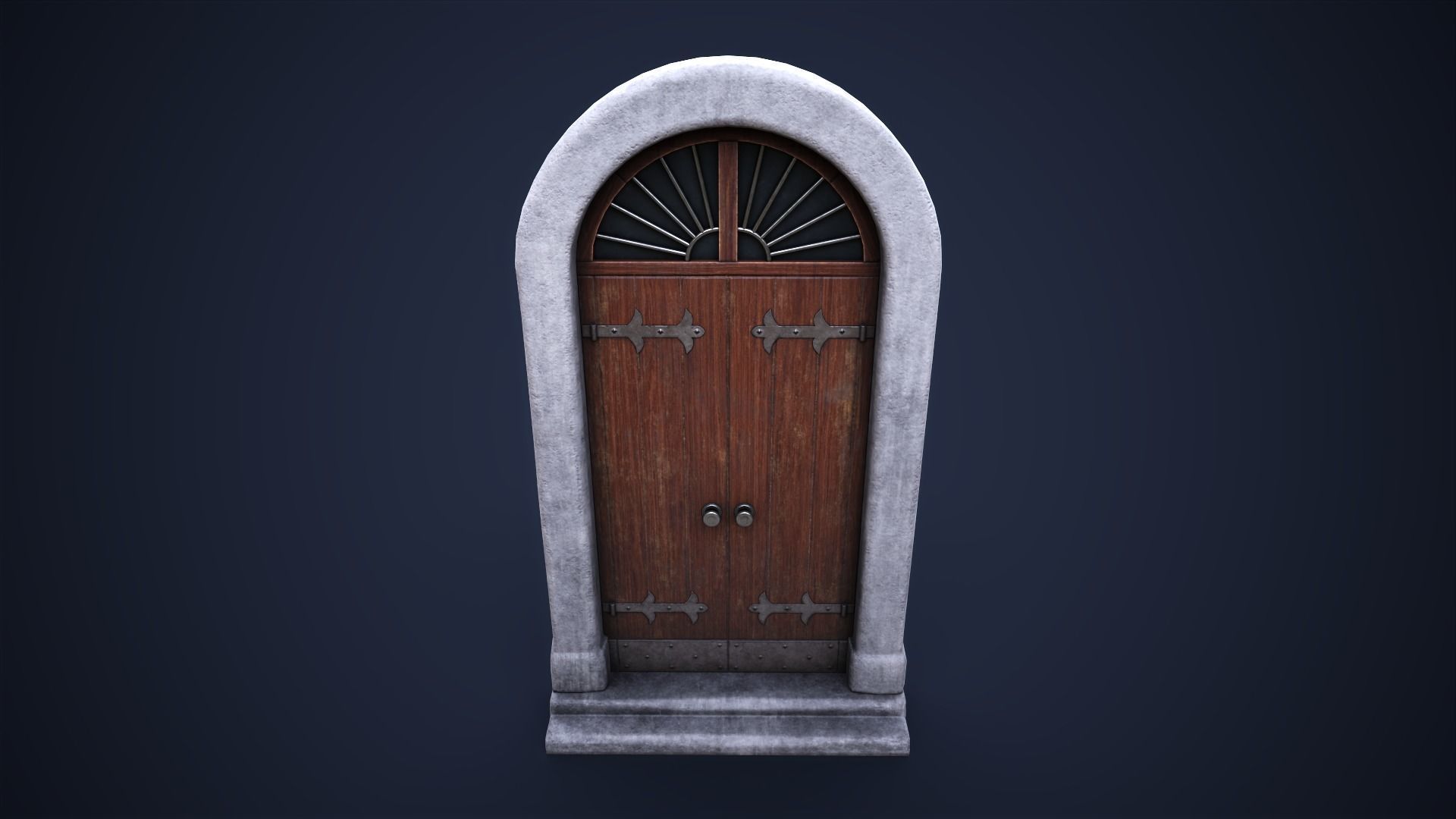 Old big front door Low-poly 3D model_4