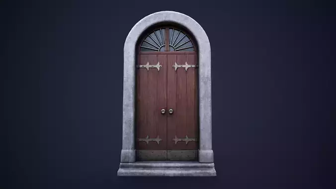 Old big front door Low-poly 3D model