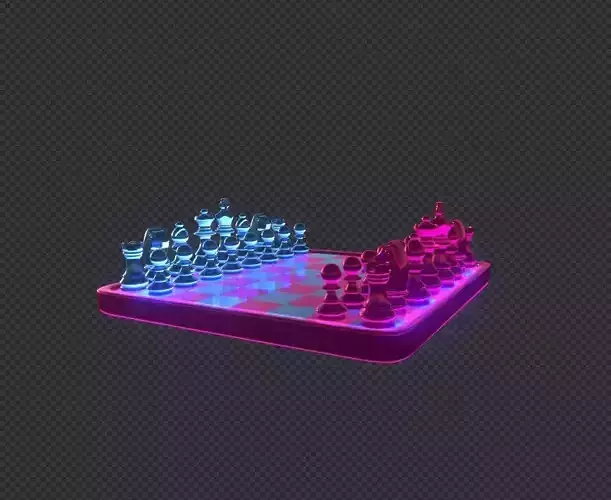 checkerboard neon chess board Free 3D model