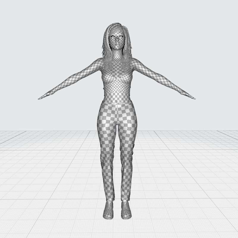 Realistic Female korean naked Low-poly 3D model_18