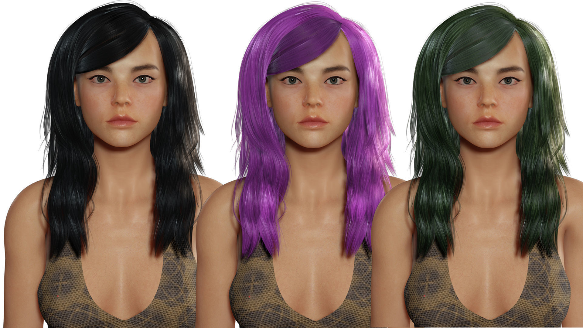 Realistic Female korean naked Low-poly 3D model_1