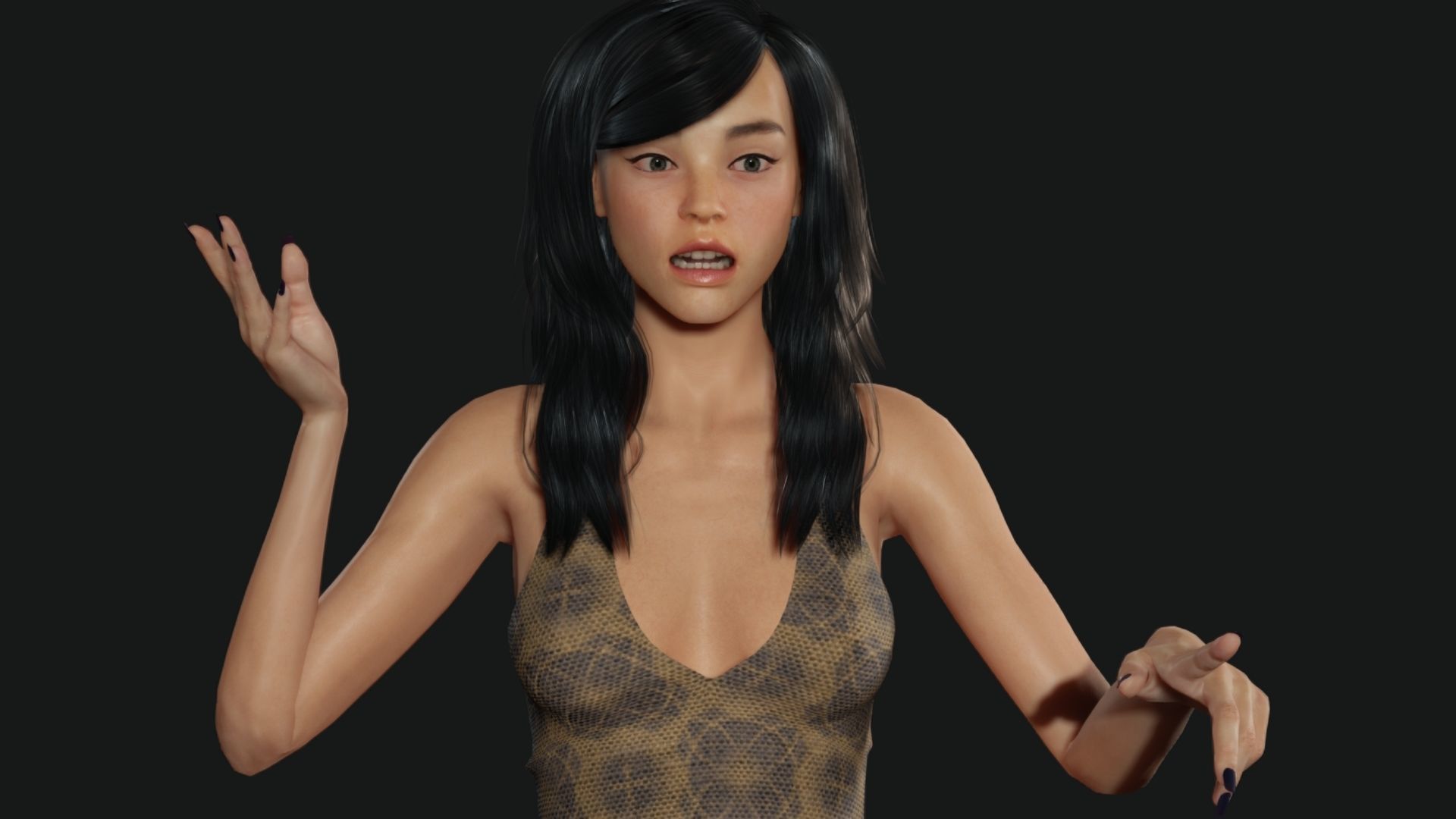 Realistic Female korean naked Low-poly 3D model_8