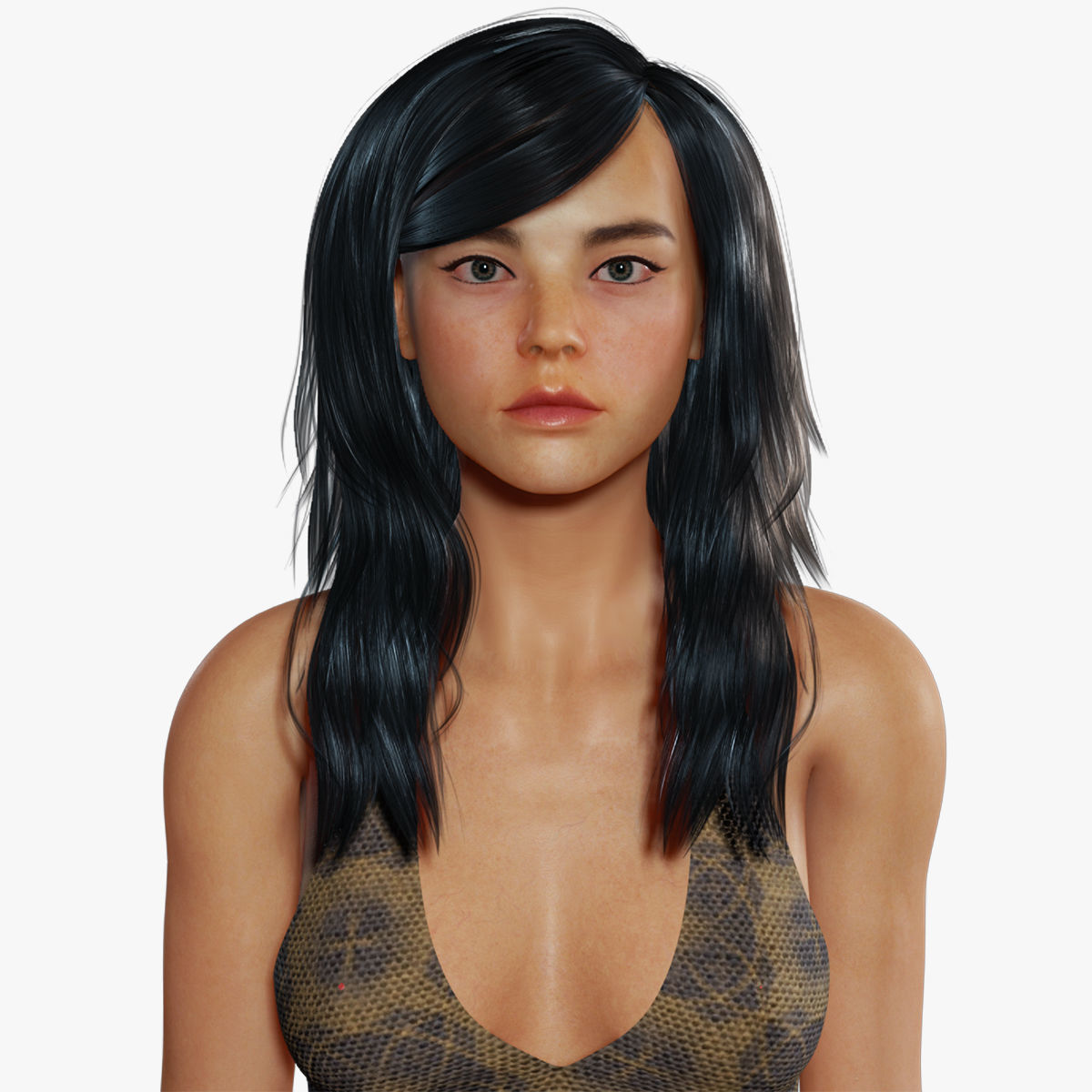 Realistic Female korean naked Low-poly 3D model_5