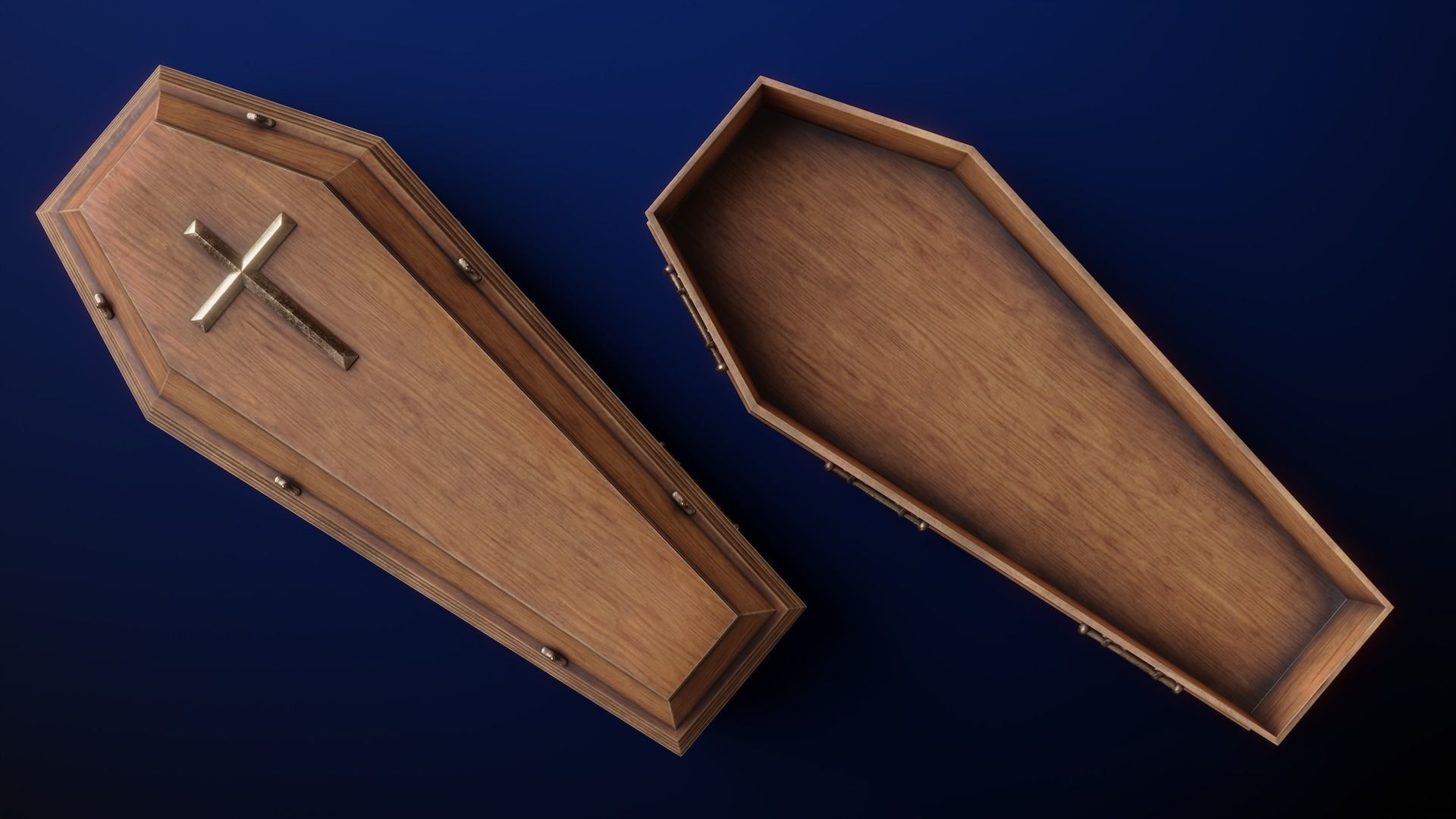 Coffin Low-poly 3D model_8