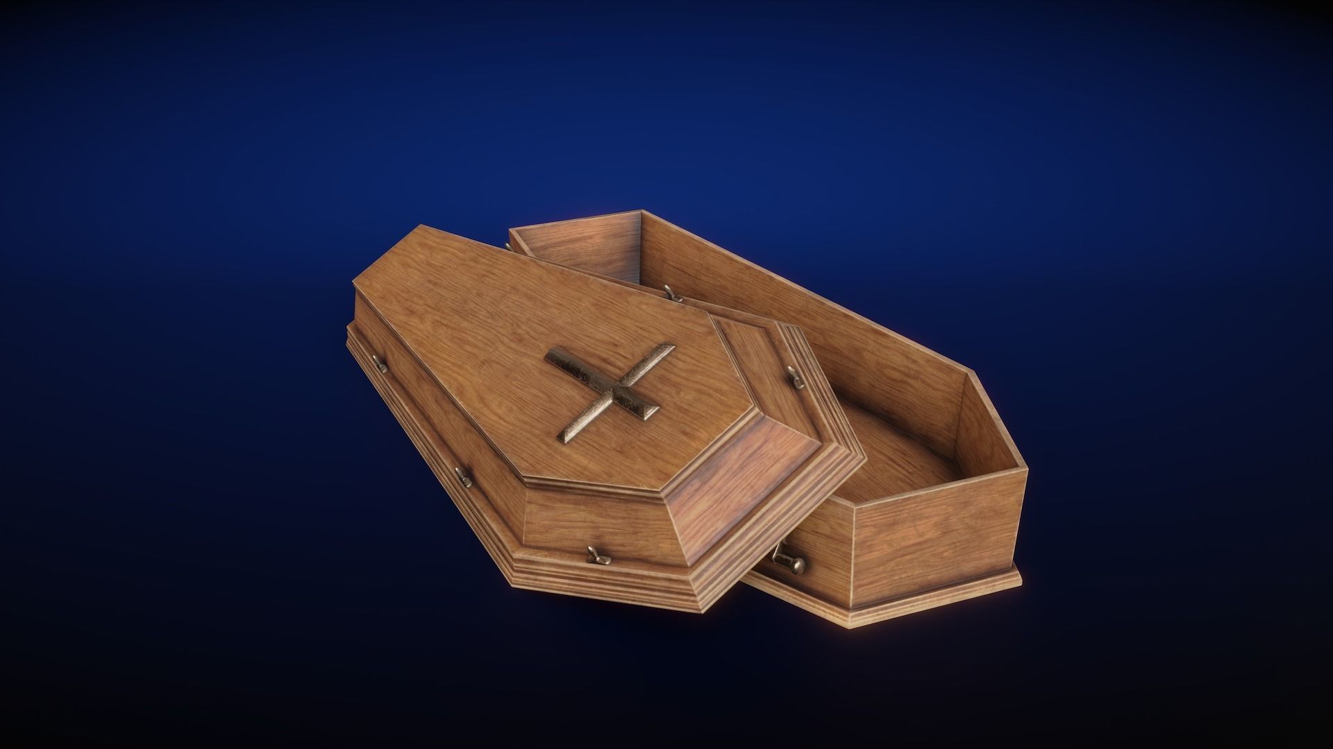 Coffin Low-poly 3D model_7