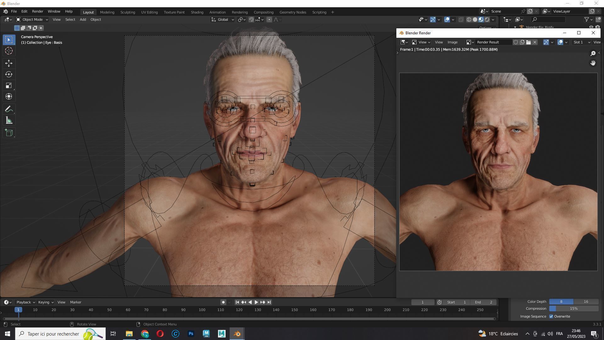 Realistic Old Man Low-poly 3D model_21